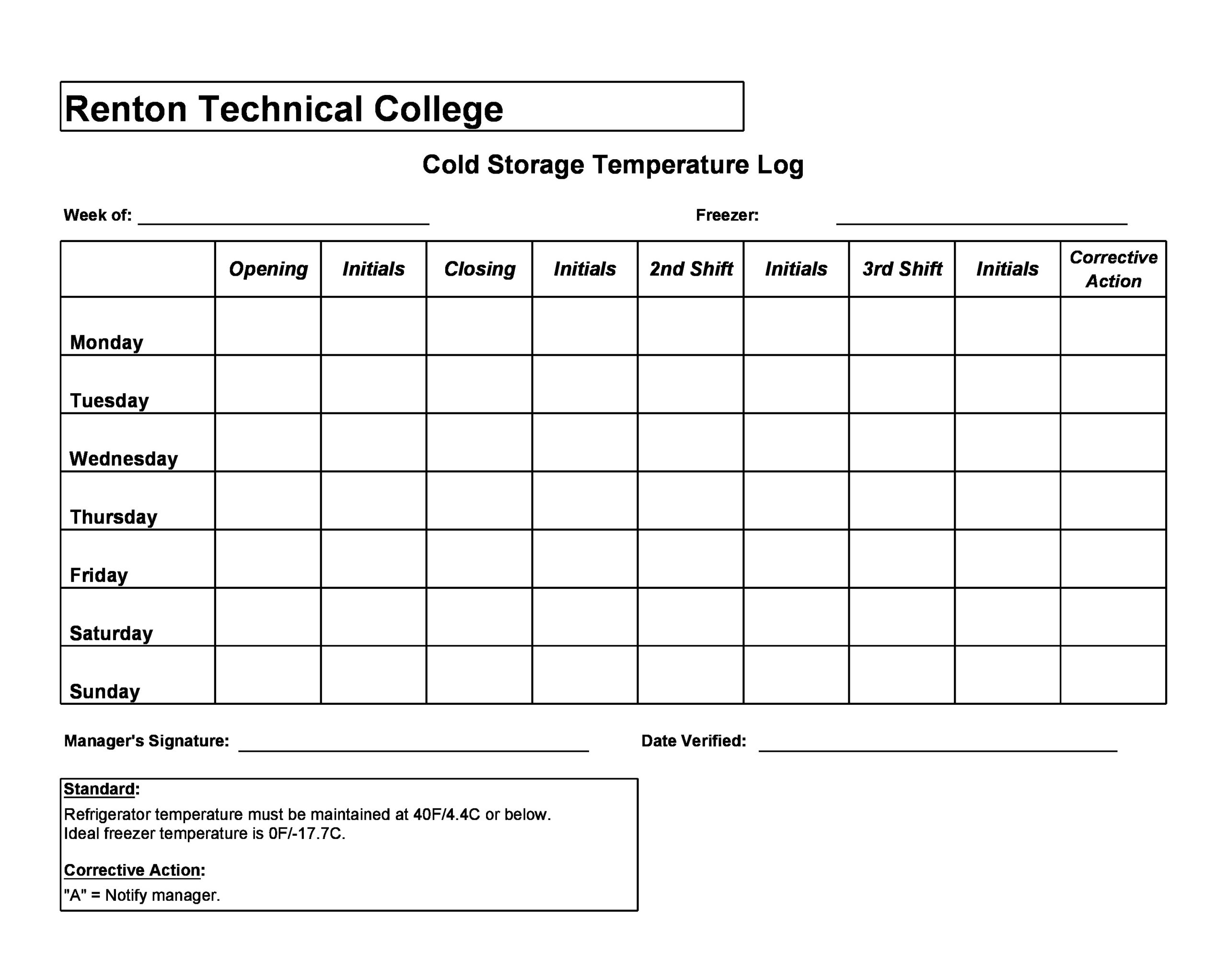 40 Printable Temperature Log Sheets Word Excel PDF 