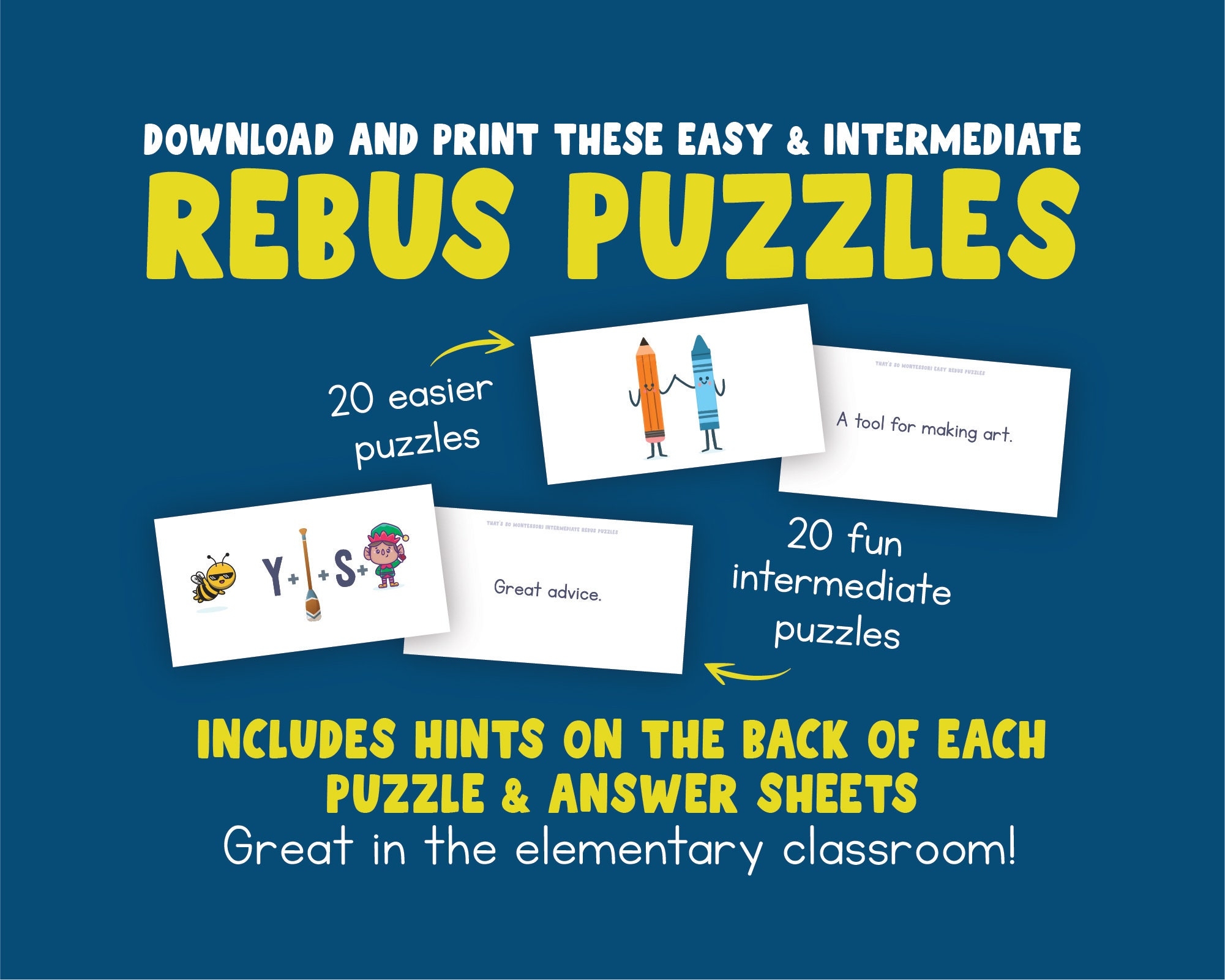40 Rebus Puzzles With Answers Brain Teasers Printable Picture Puzzles Etsy