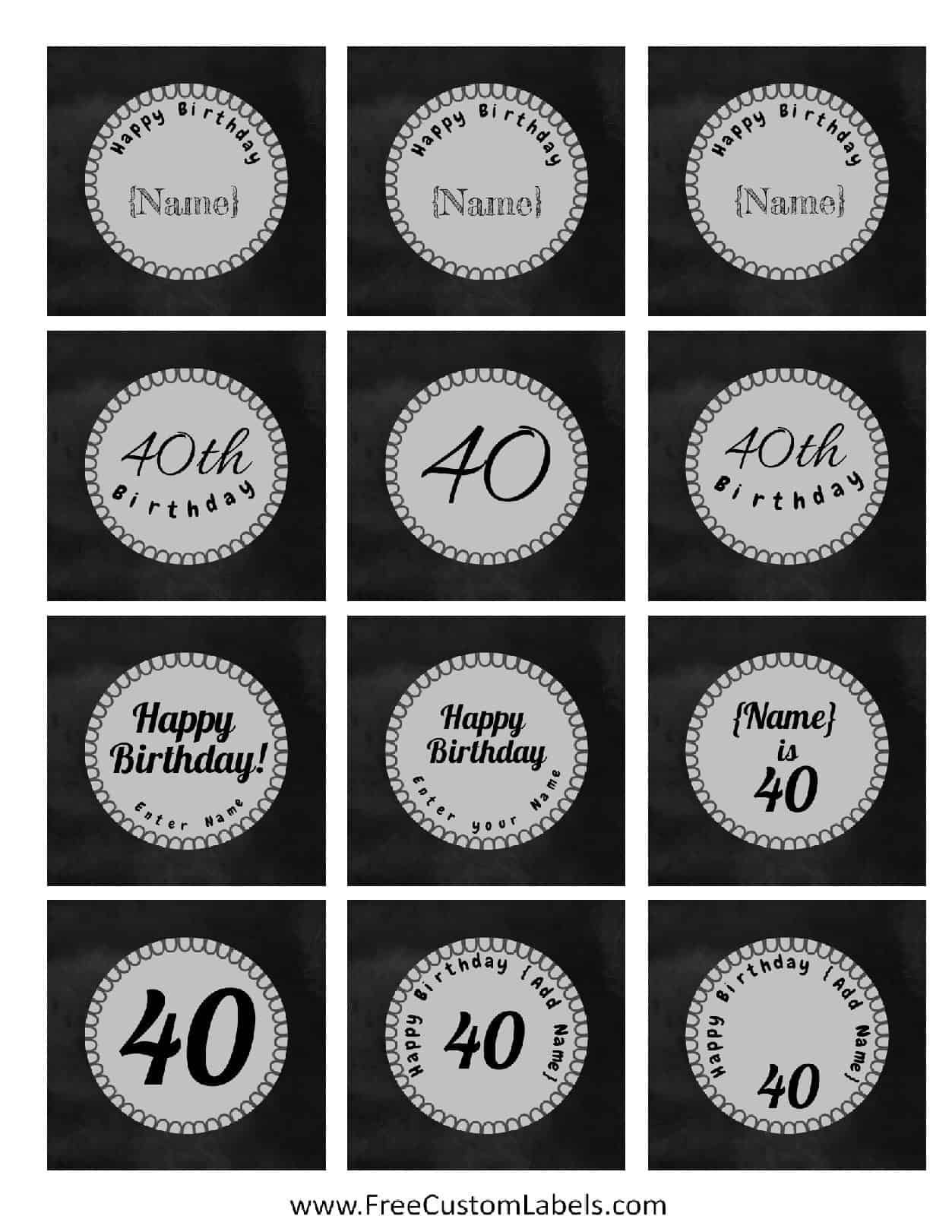 40th Birthday Cupcake Toppers Free U0026 Customizable