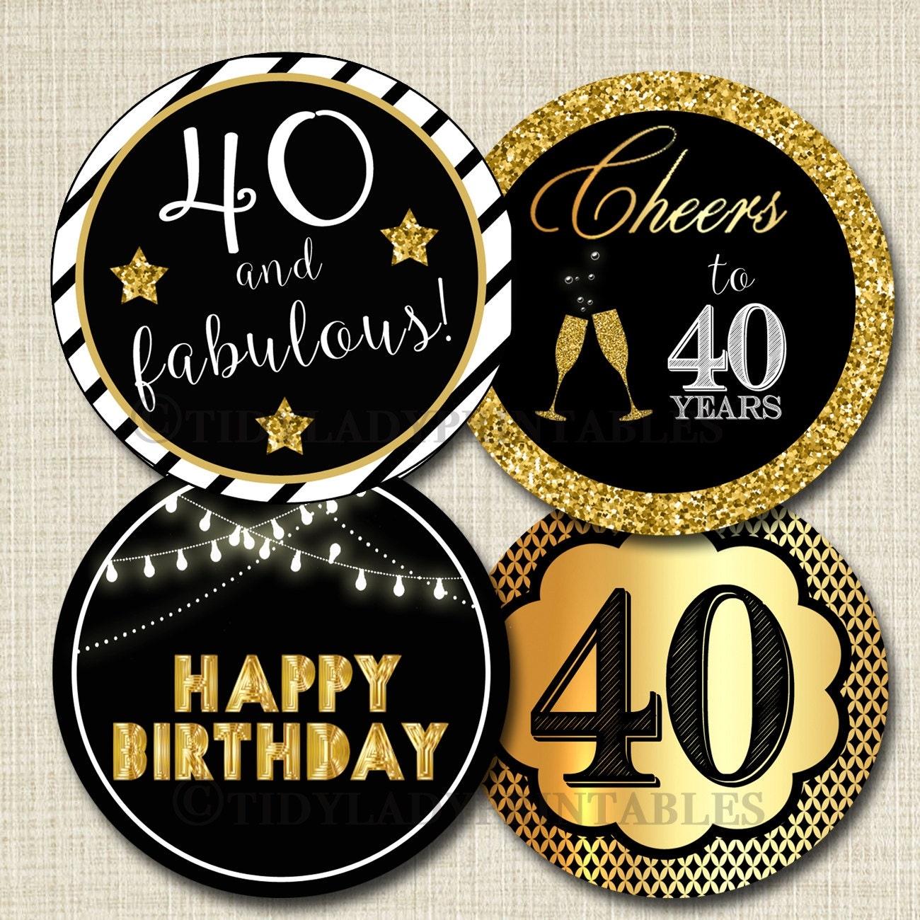 40th Birthday Cupcake Toppers PRINTABLE Cheers To Forty Years Cupcake Decoration 40th Birthday Cake Decor 40th Party Decor INSTANT DOWNLOAD Etsy