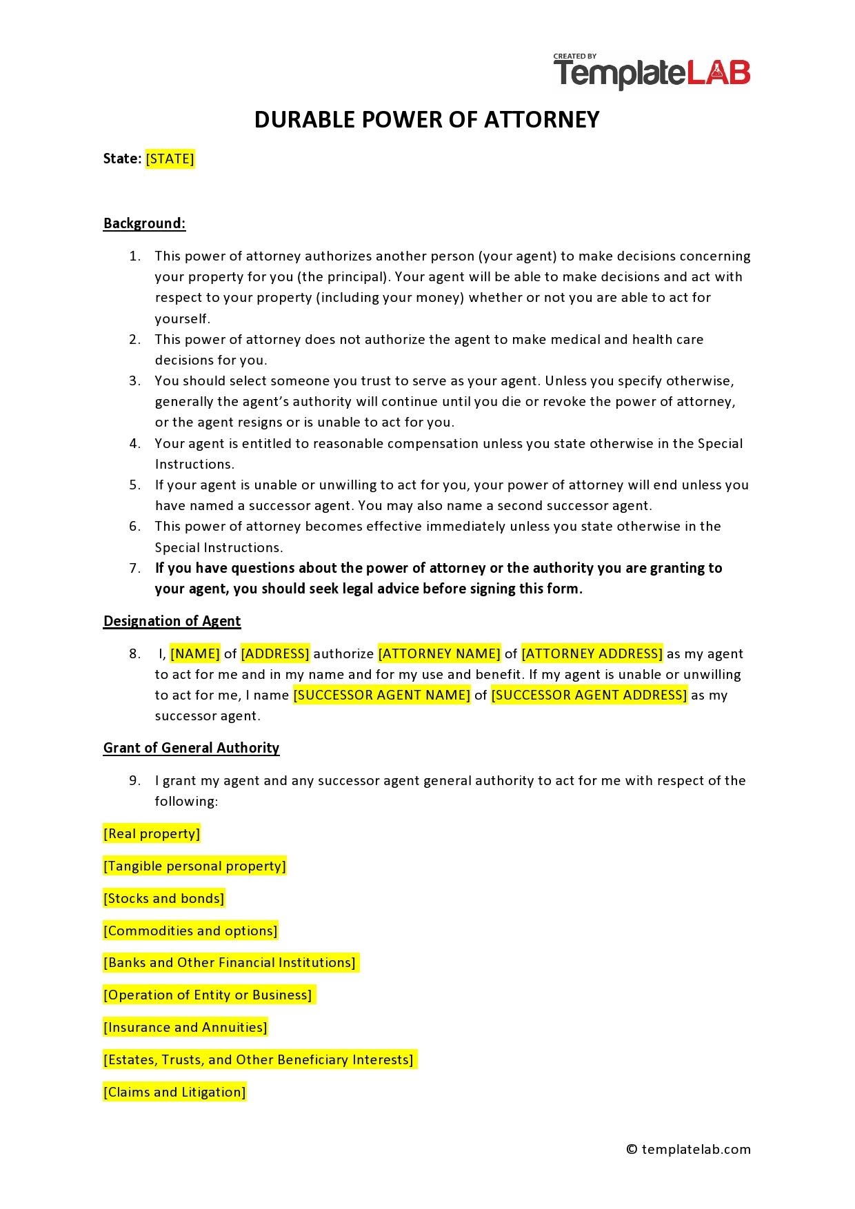 41 Best Durable Power Of Attorney Templates U0026 Forms Free 