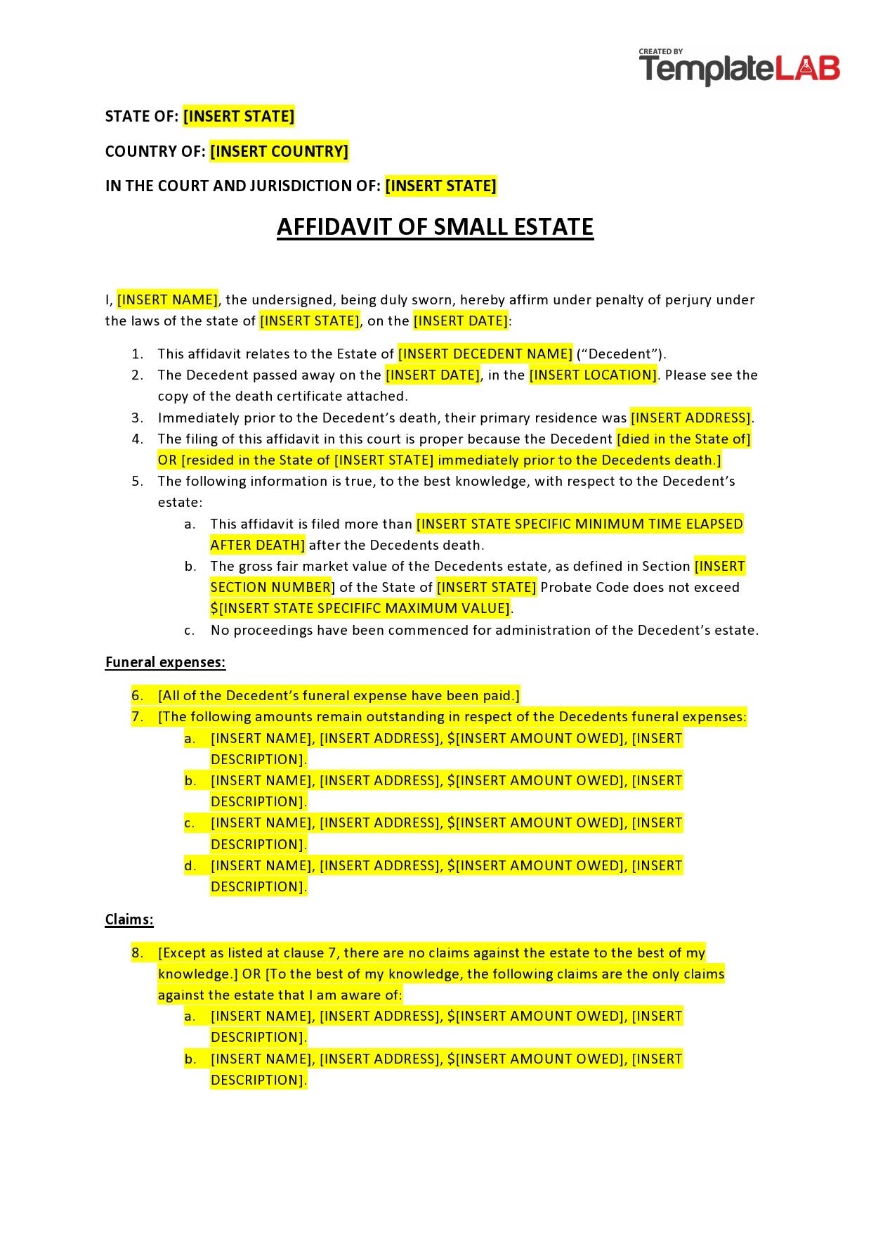 Free Printable Estate Planning Forms Pdf