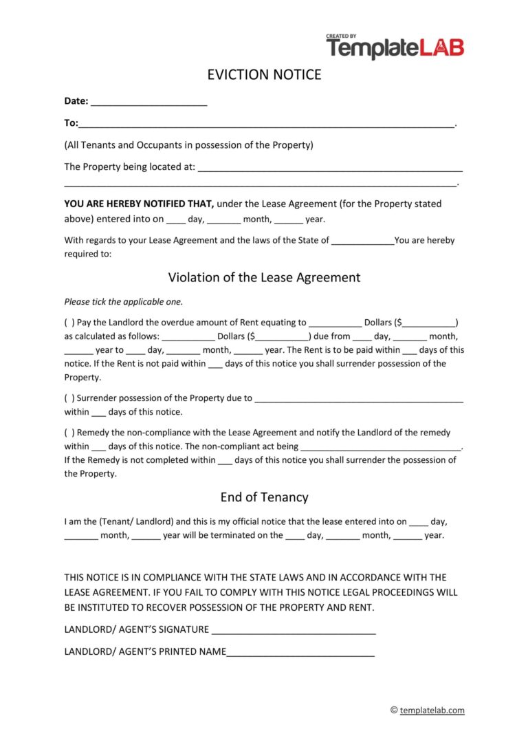 45 Free Eviction Notice Templates Word U0026 PDF TemplateLab