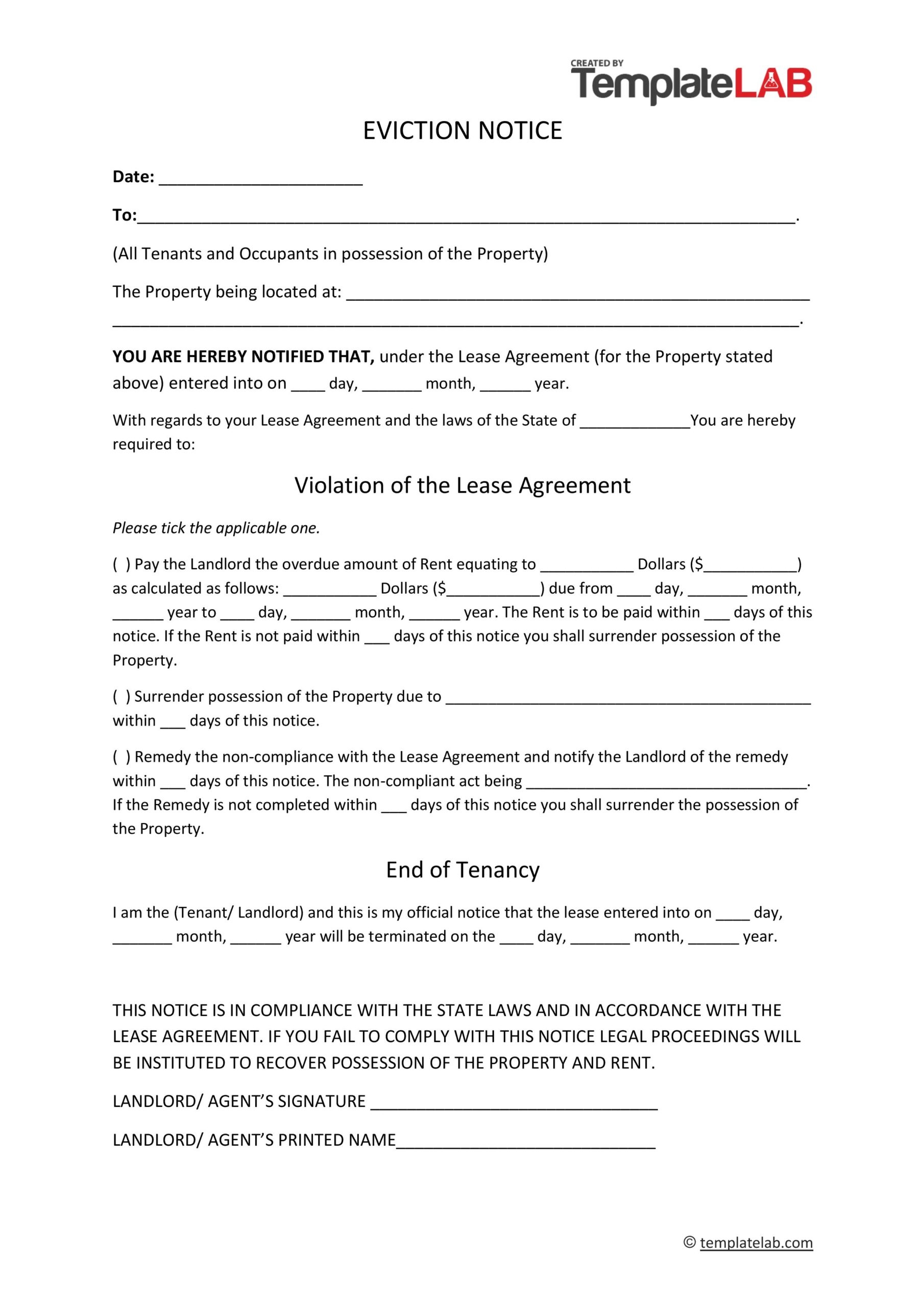 45 Free Eviction Notice Templates Word U0026 PDF TemplateLab