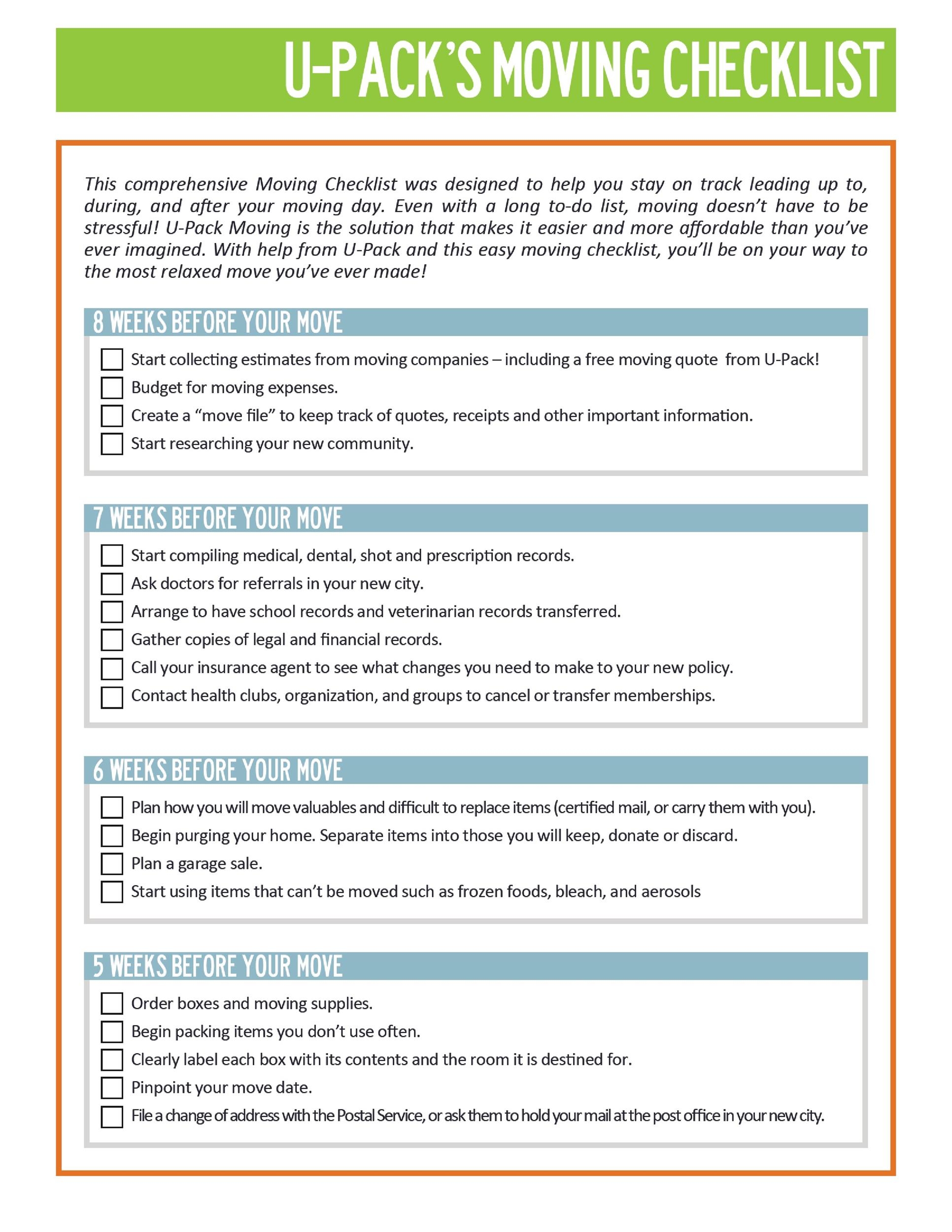 45 Great Moving Checklists Checklist For Moving In Out TemplateLab