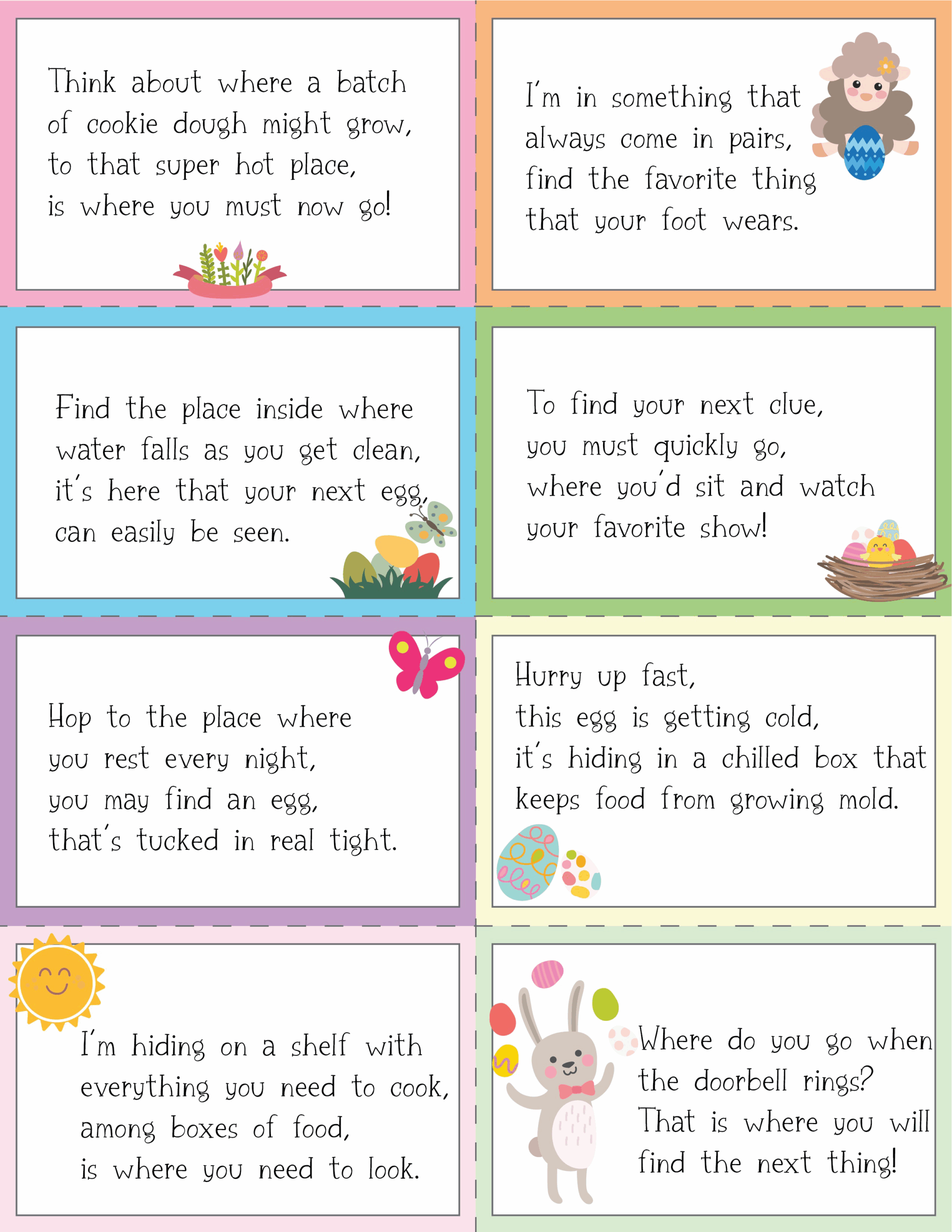 48 Free Printable Easter Egg Hunt Clues For Kids Play Party Plan Worksheets Library