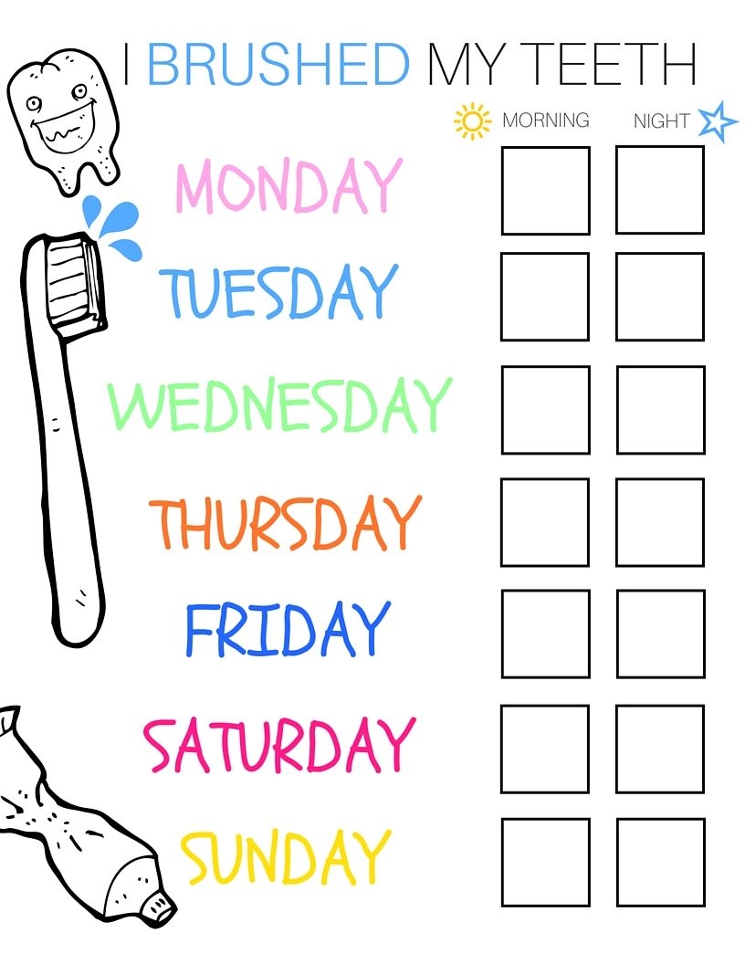Free Printable Brush Teeth Activity