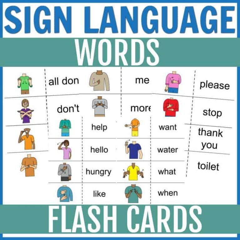 50 ASL Flashcards Printable PDF Common ASL Words 
