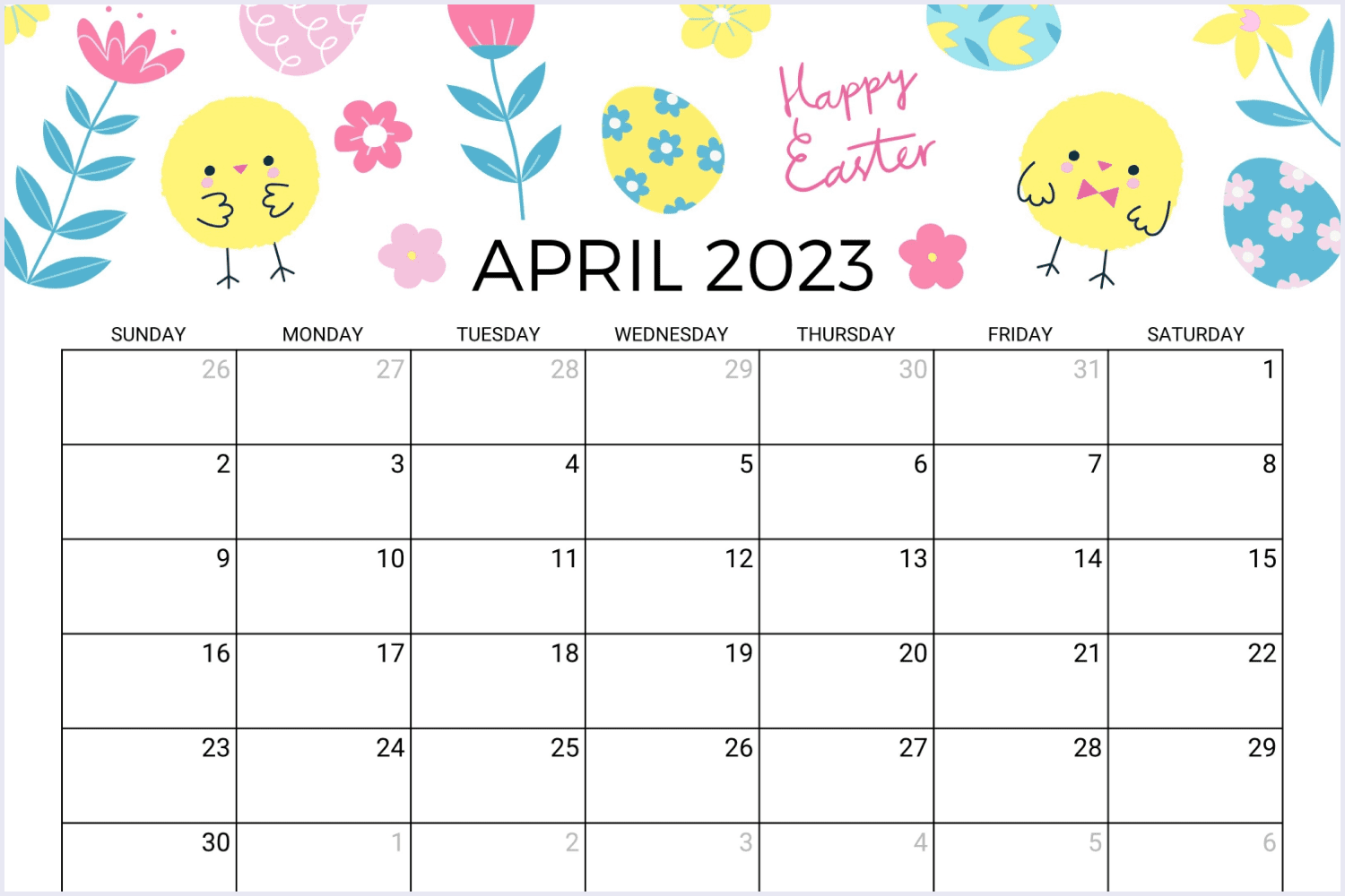 50 Cute April Calendars 2023 MasterBundles