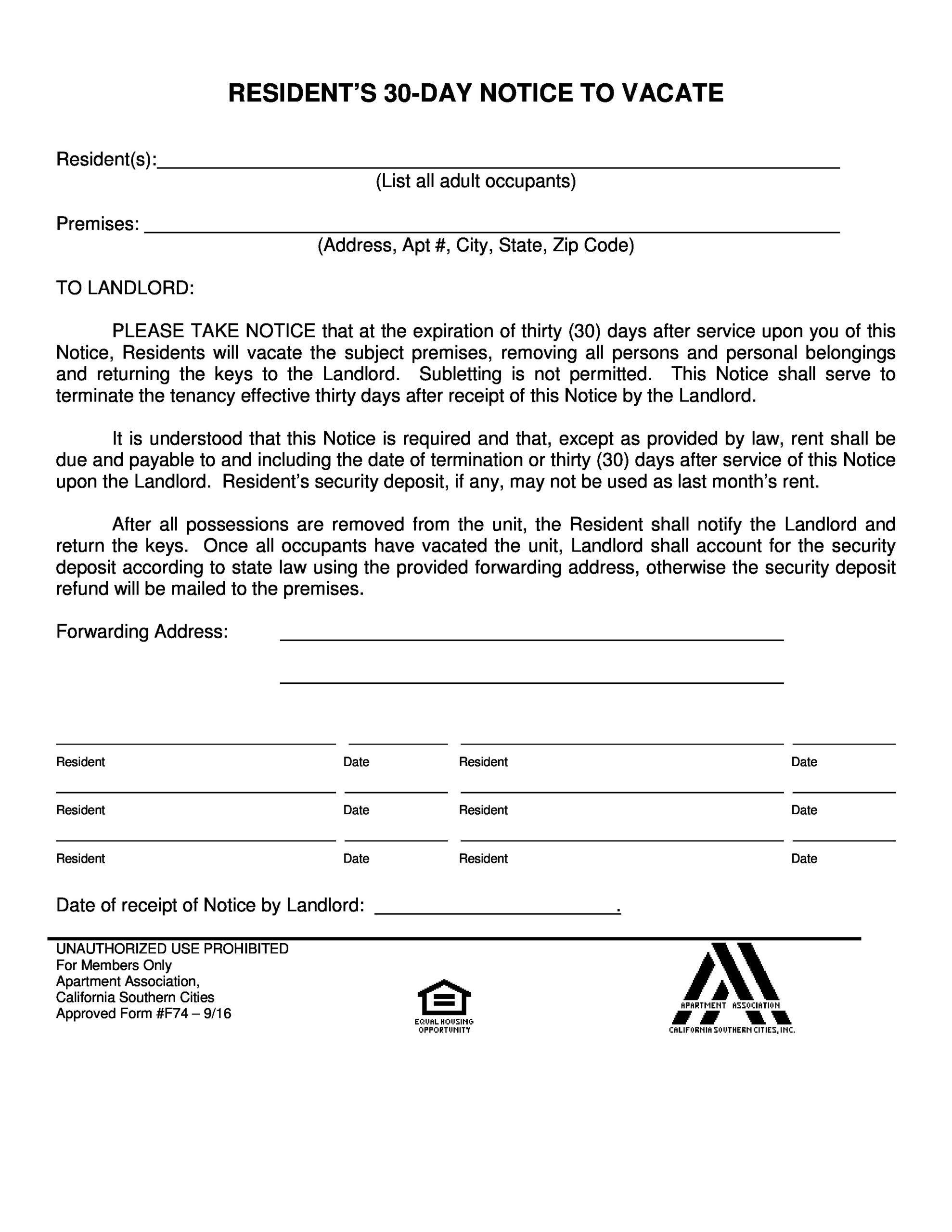 50 Free Notice To Vacate Templates 30 60 Days TemplateLab