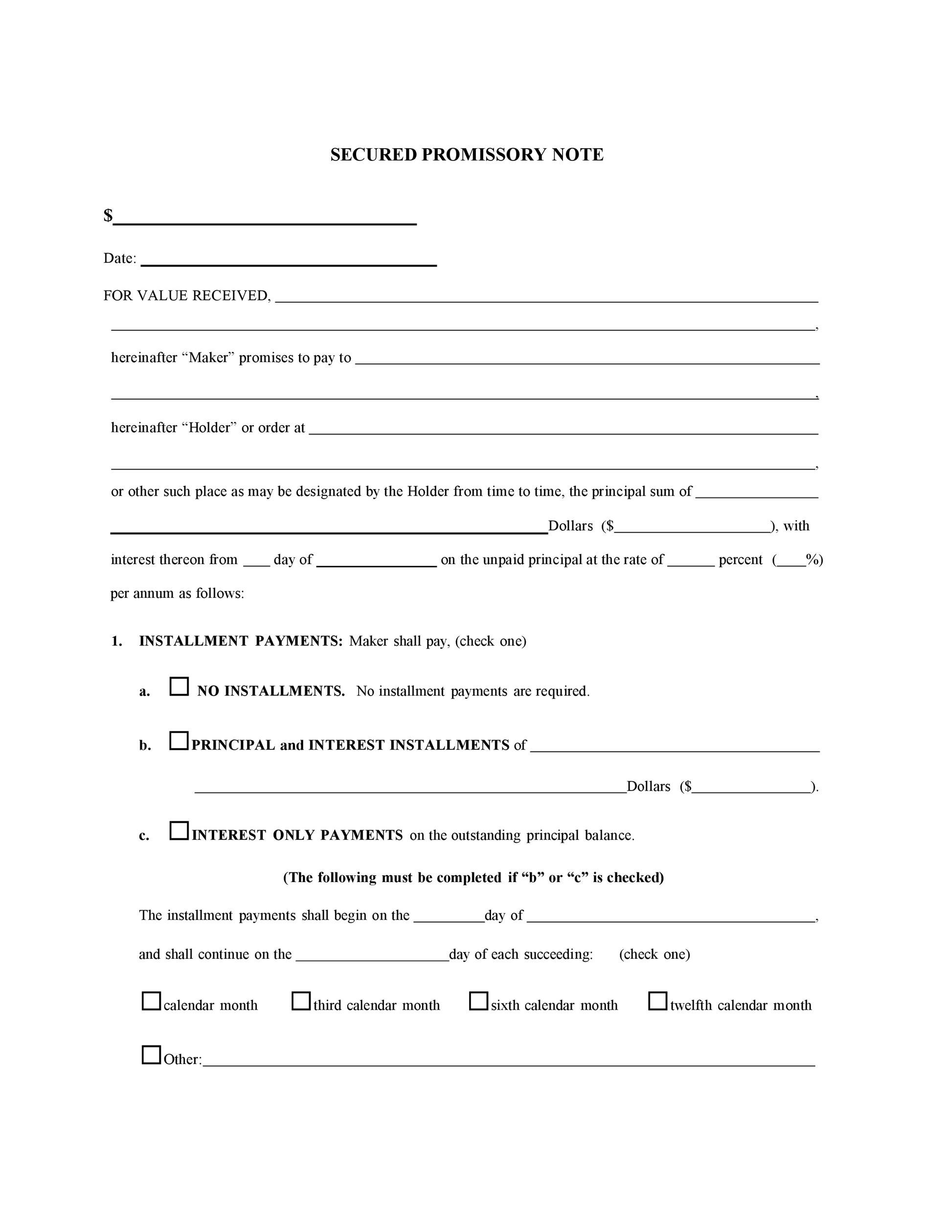 50 FREE Promissory Note Templates Secured U0026 Unsecured 
