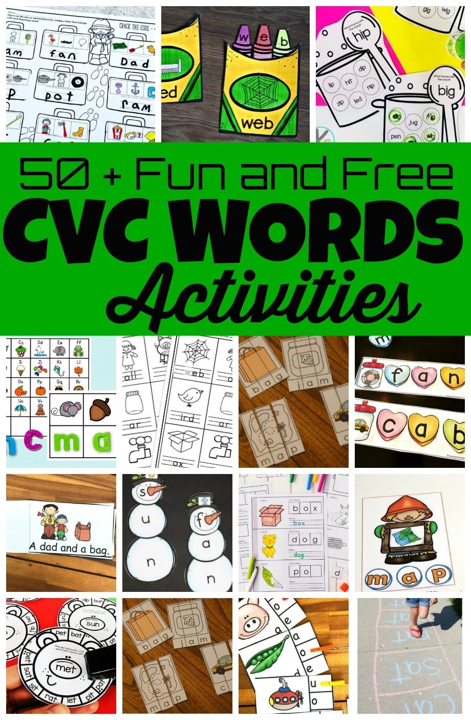 50 Fun U0026 FREE Printable CVC Words Activities Games And Worksheets