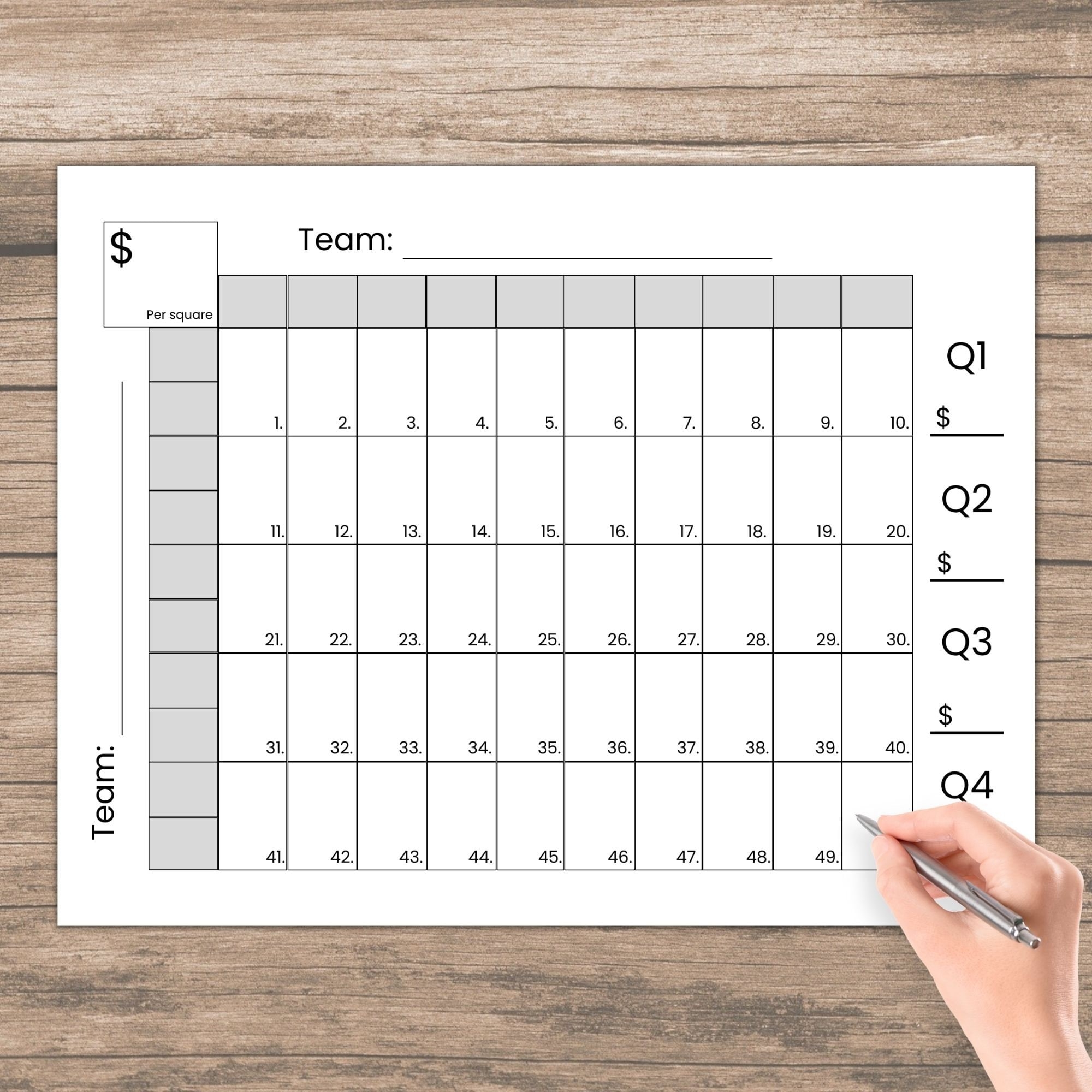 50 Squares Game Blank Template For Fundraisers Sports Games Football Parties Office Pools And Sports Betting Etsy