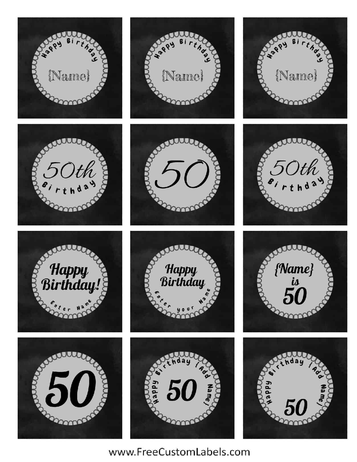 50th Birthday Cupcake Toppers Free And Customizable