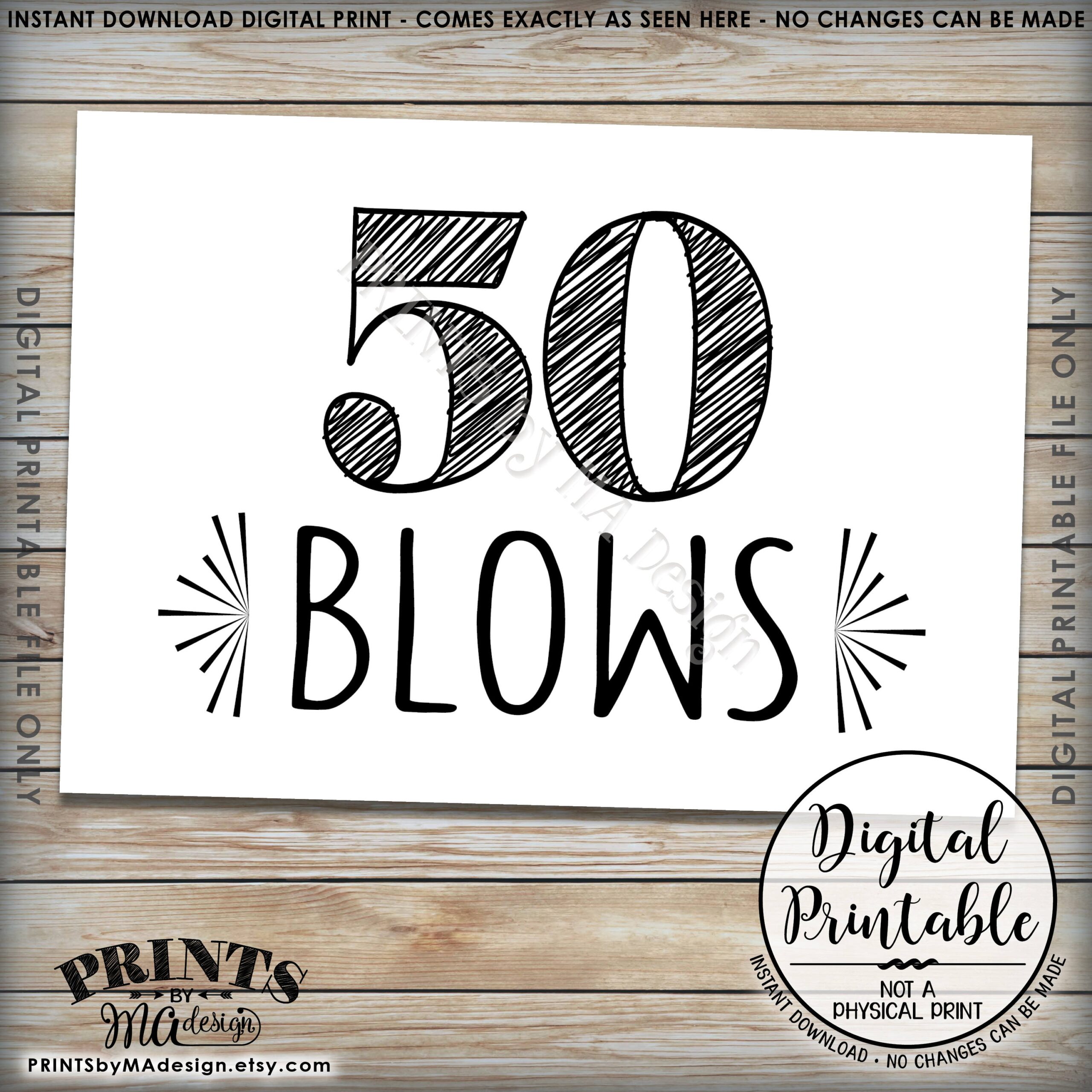 50th Birthday Signs 50 Sucks 50 Blows 50 Can Kiss It 50th Candy Bar Signs Birthday Party Decor 3 Printable 5x7 Instant Download Signs