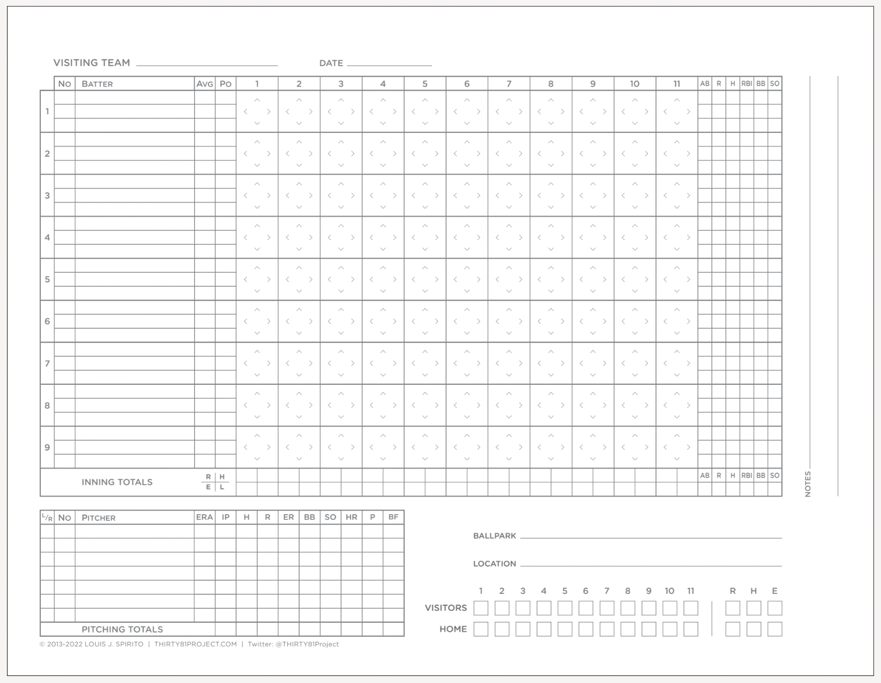 6 Free Printable Baseball Scorecards Scorebook Pages