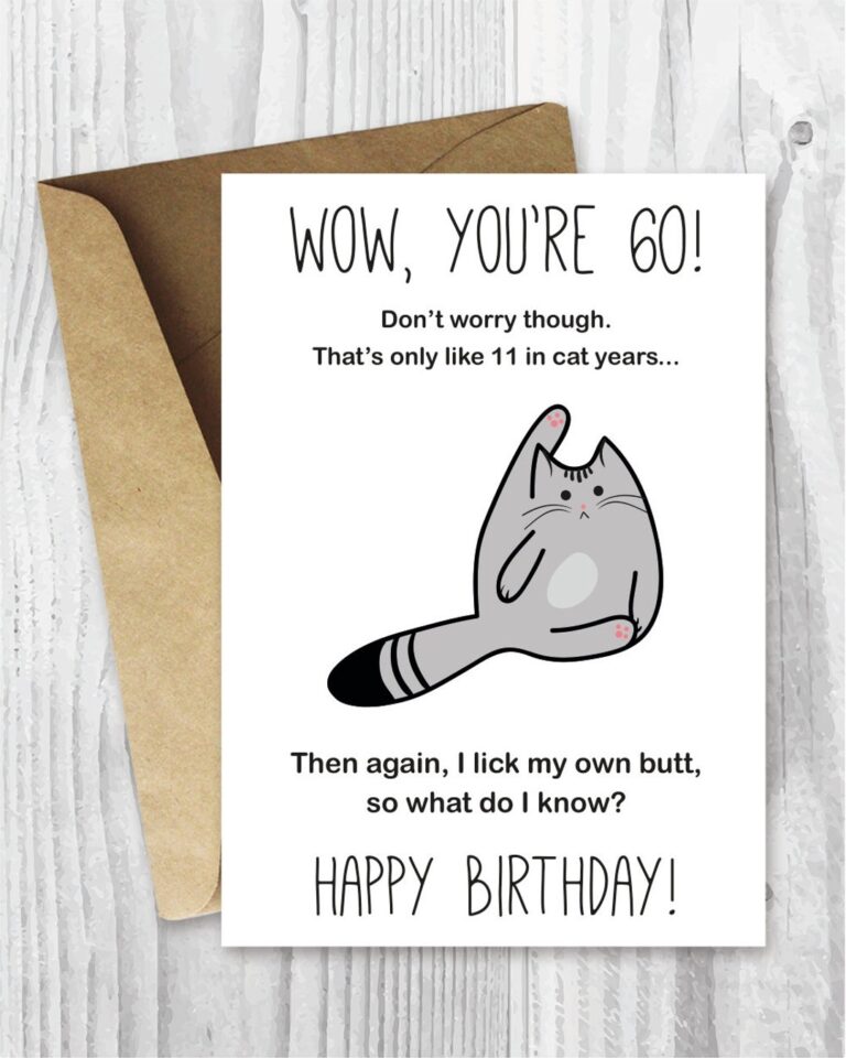 60th Birthday Card Printable Birthday Card Funny Cat Birthday Card Getting Old Card Printable Cat Card Instant Download 60 Birthday Etsy