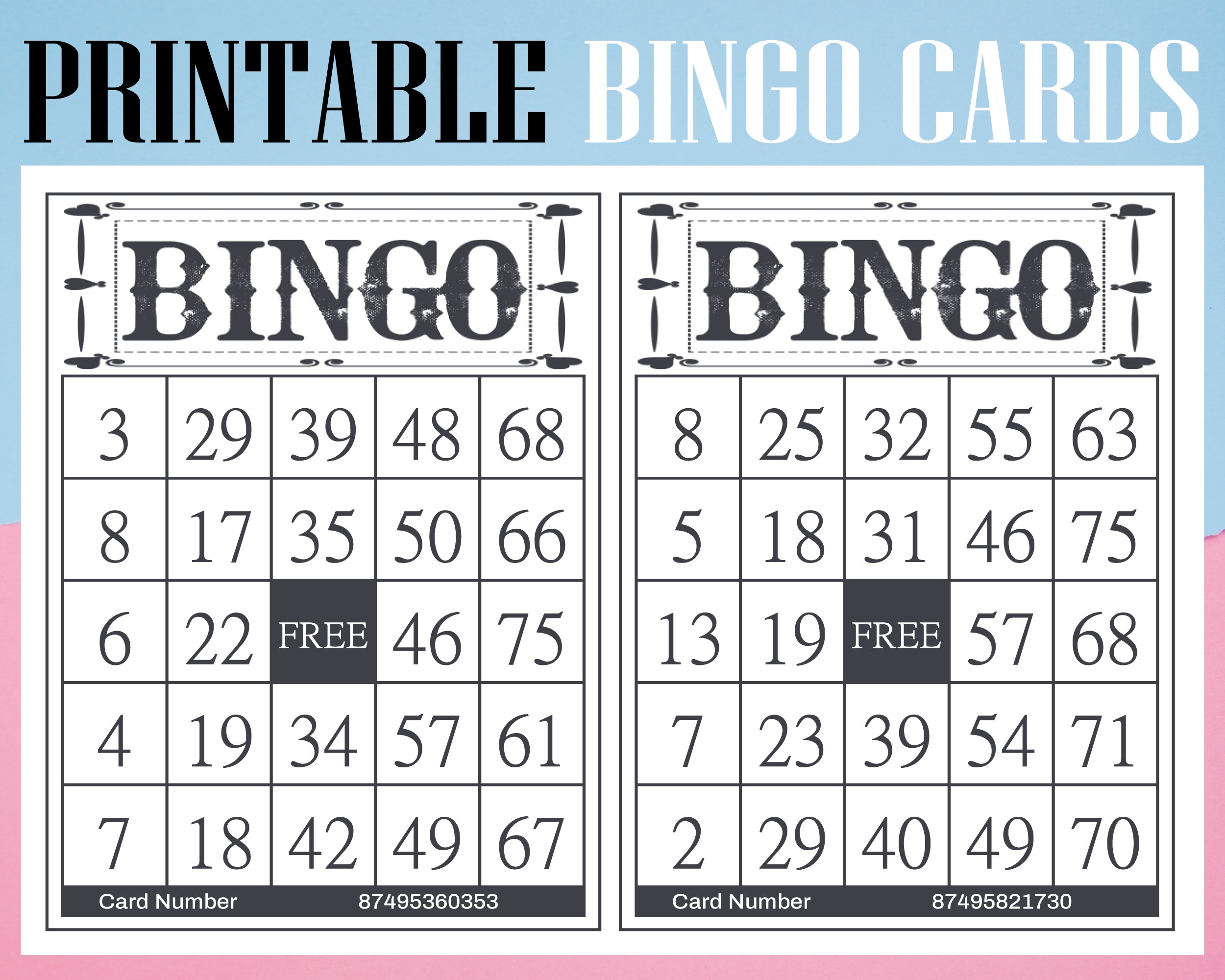 75 Balls Classic Bingo Card Printable Instant Download 1200 Cards 