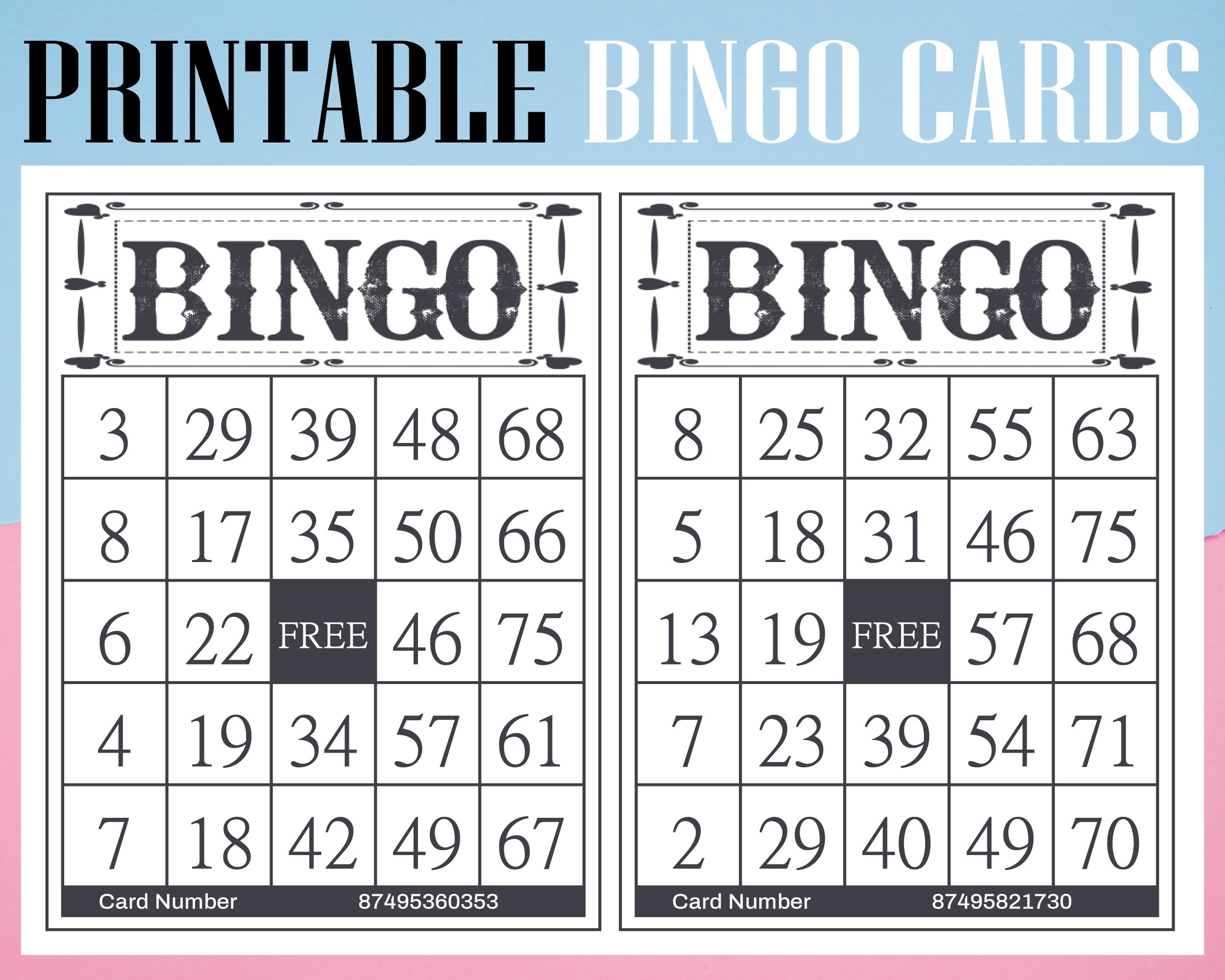75 Balls Classic Bingo Card Printable Instant Download 1200 Cards 