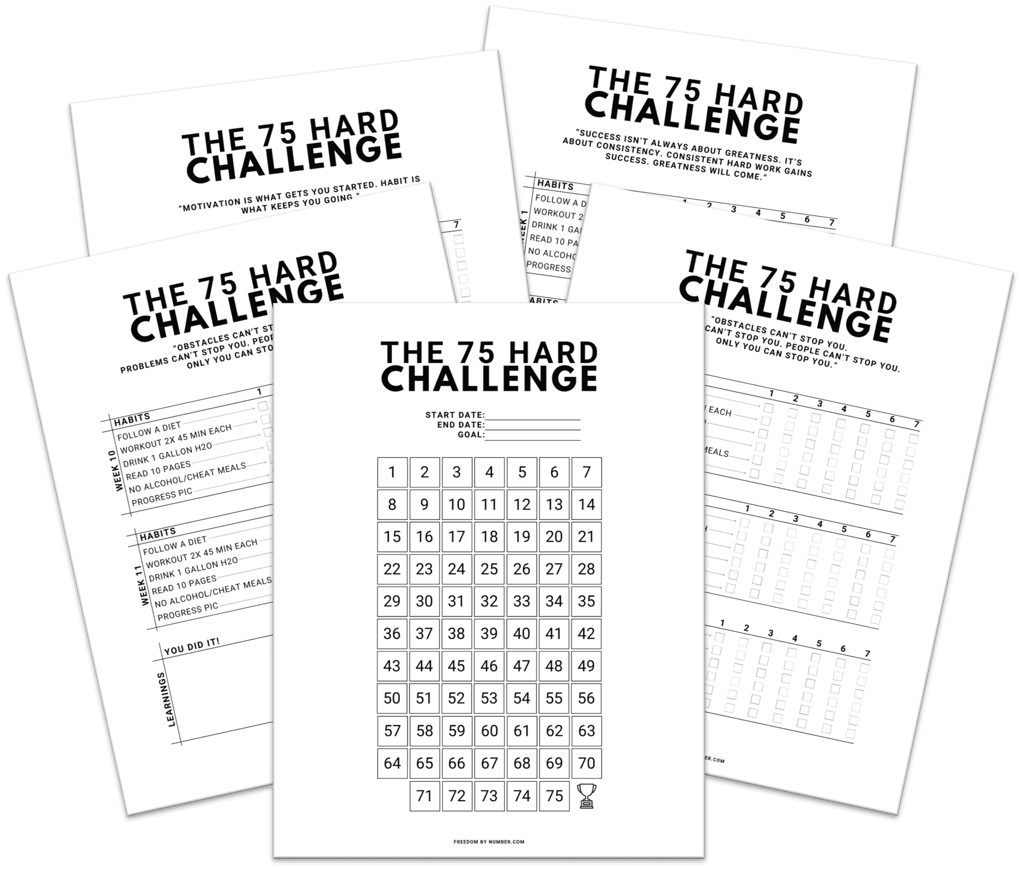 75 Hard Challenge Printable Landing Page Freedom By Number
