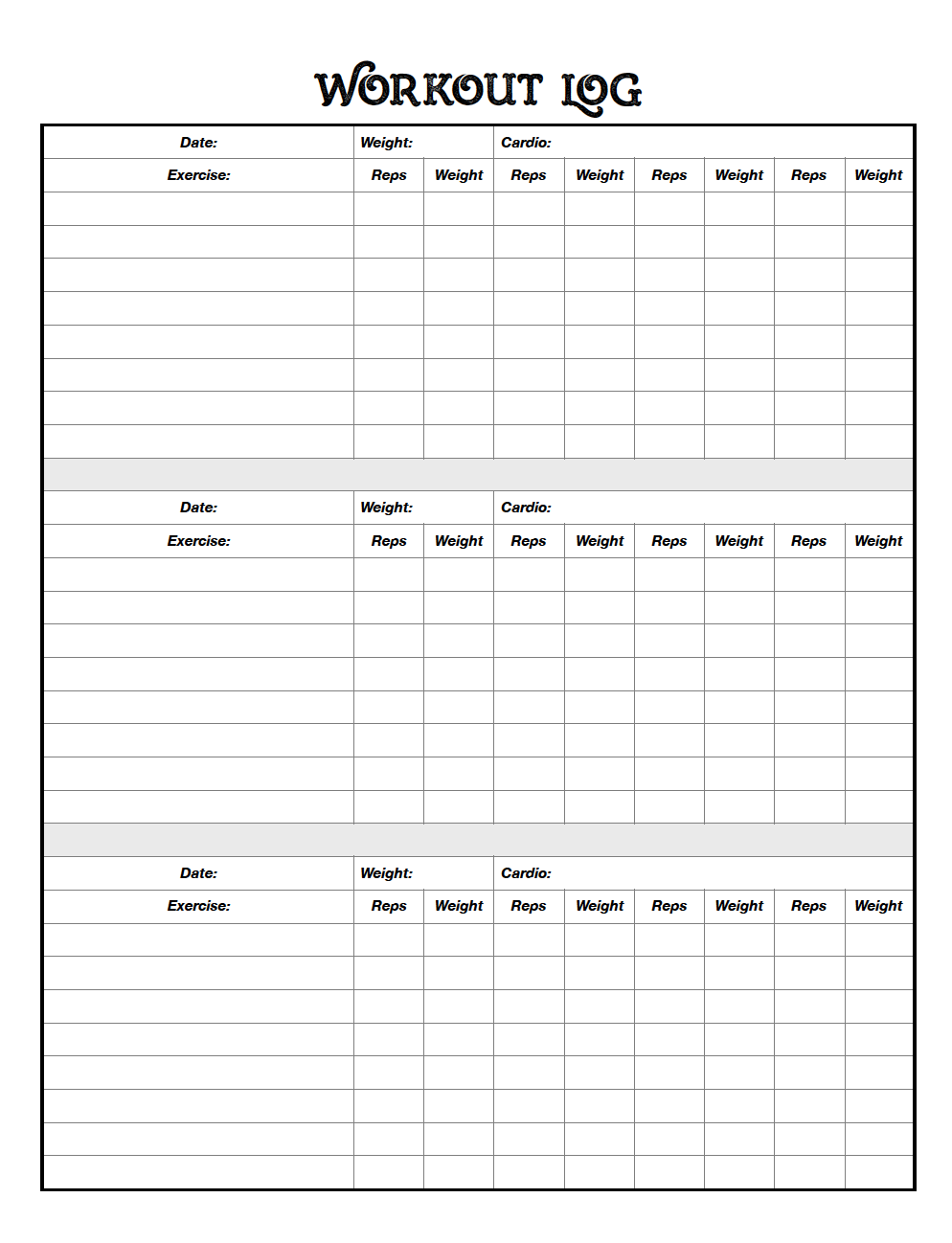 8 Best Workout Log Printable Ideas Workout Log Workout Log Printable Workout