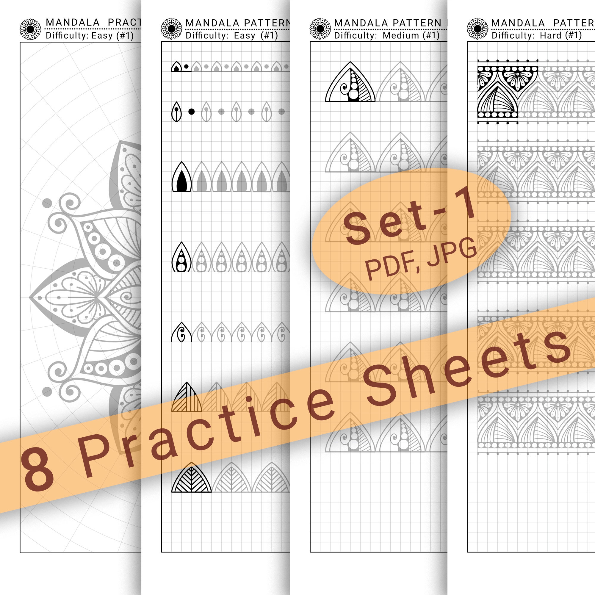 8 Mandala Practice Sheets set 1 In PDF JPG For Mandala Practice And Art Therapy Instant Digital Download In A4 Size Etsy Finland