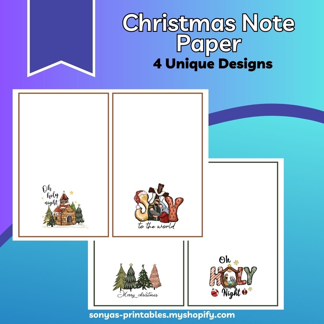 8 Printable Christmas Note Cards 8 Blank Christmas Note Papers Christmas Stationery Payhip
