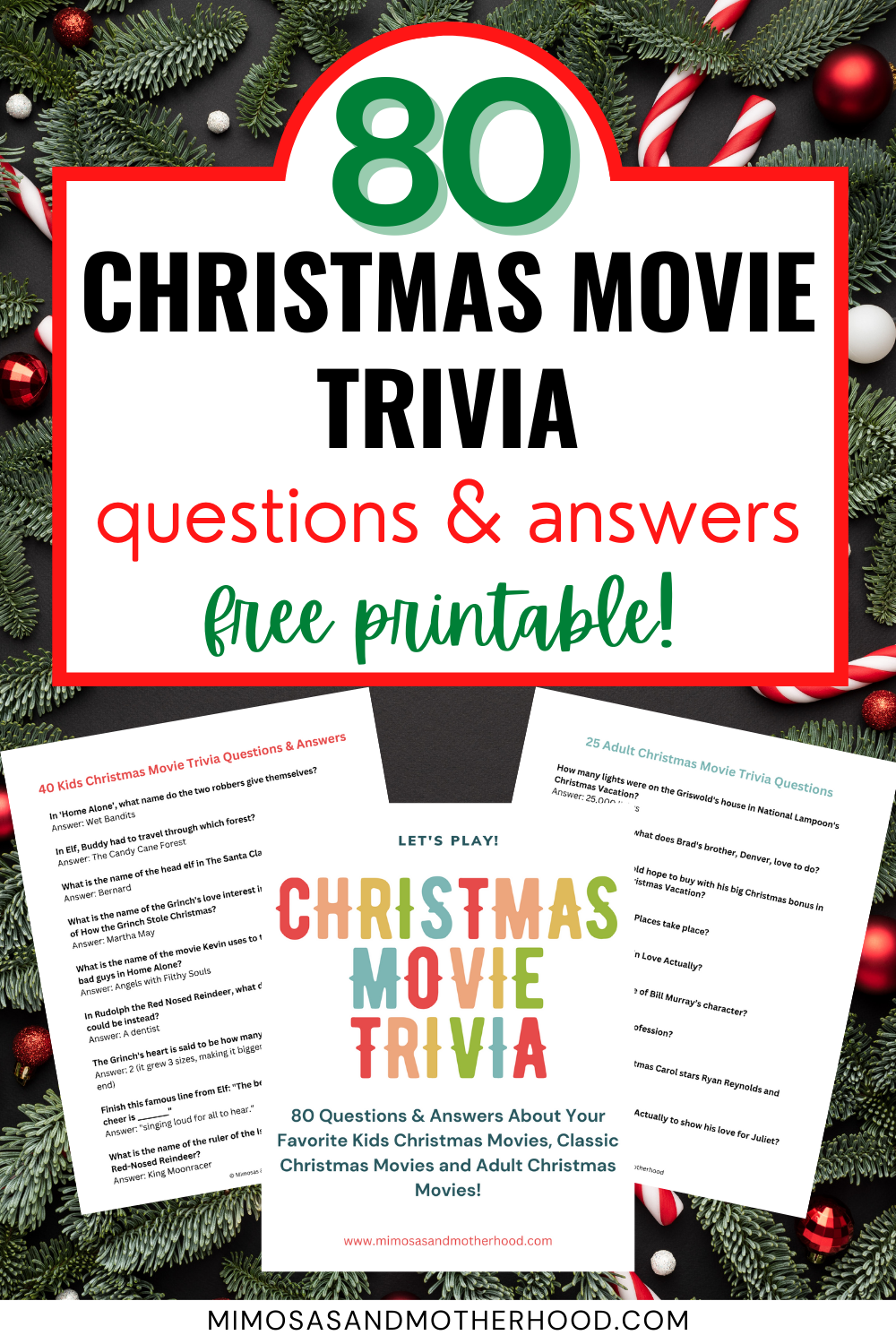 80 Christmas Movie Trivia Questions And Answers Free Printable Mimosas U0026 Motherhood