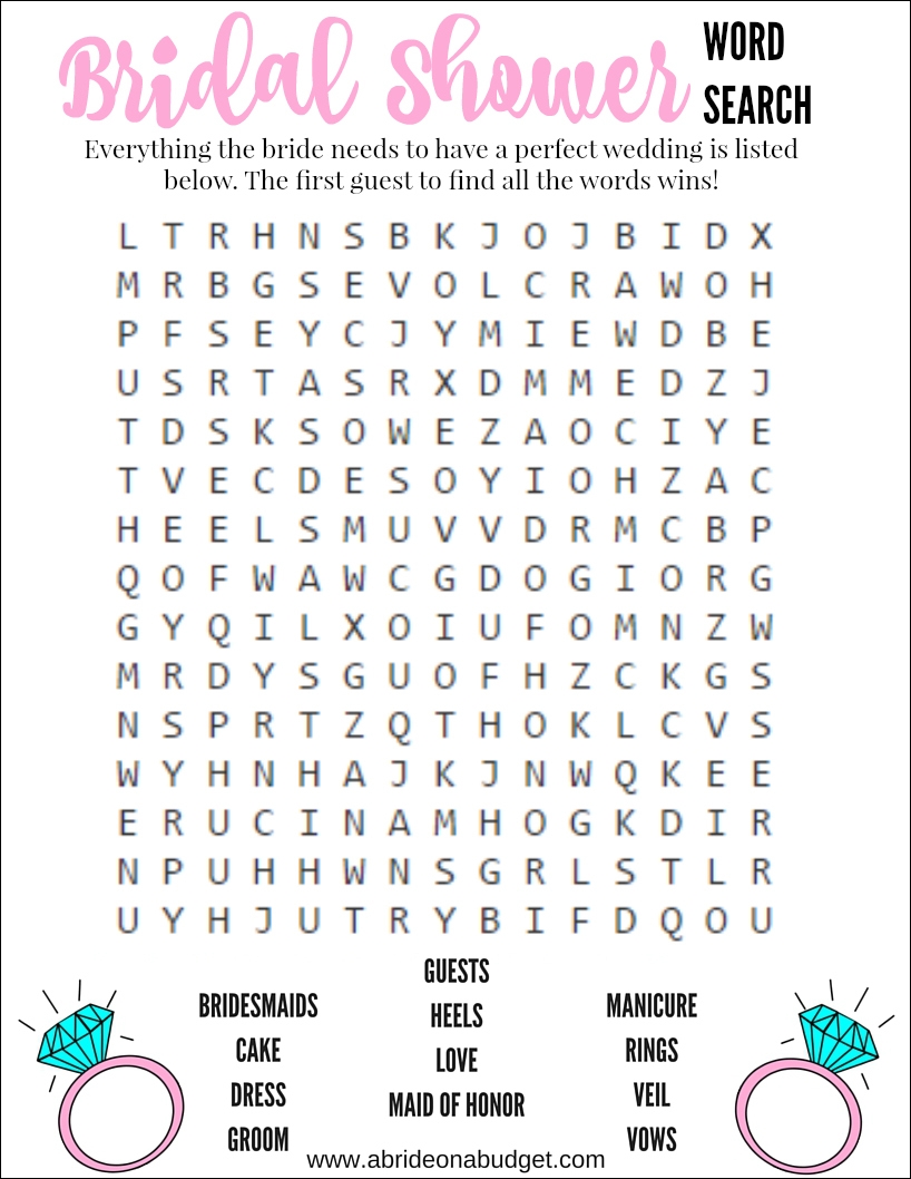 Free Printable Wedding Shower Games