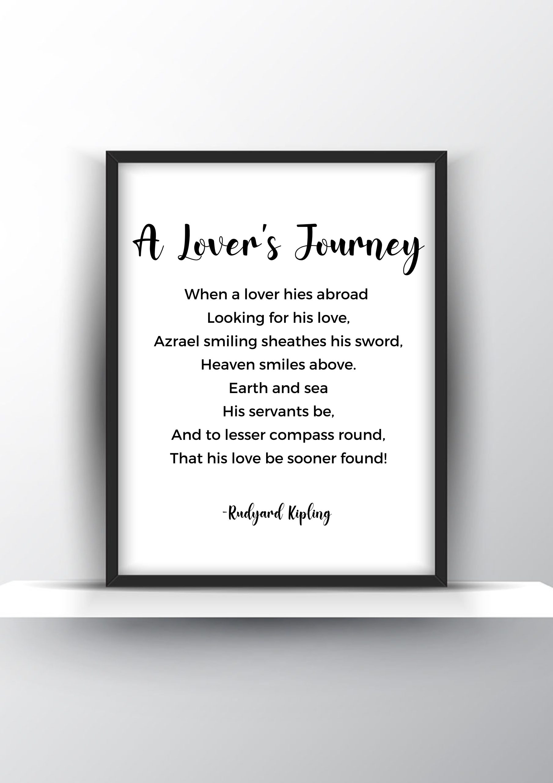A Lover s Journey Poem By Rudyard Kipling Printable Wall Art Shark Printables