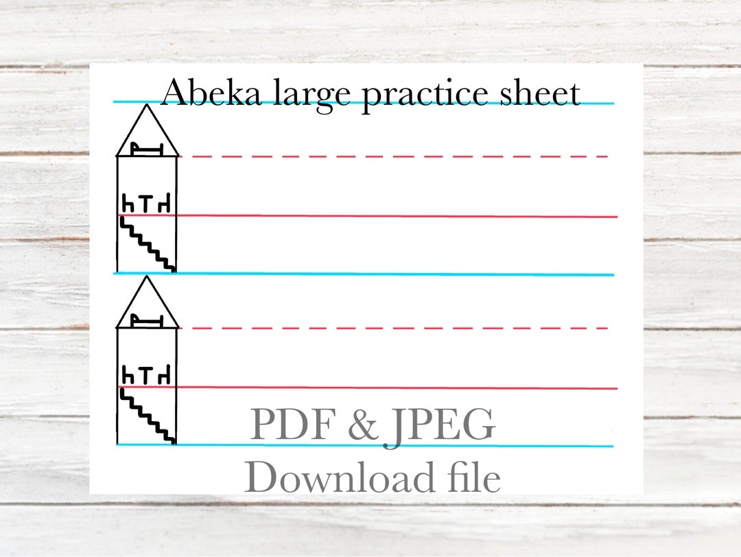 Abeka Large Writing Tablet Practice Sheet JPEG Upstairs 