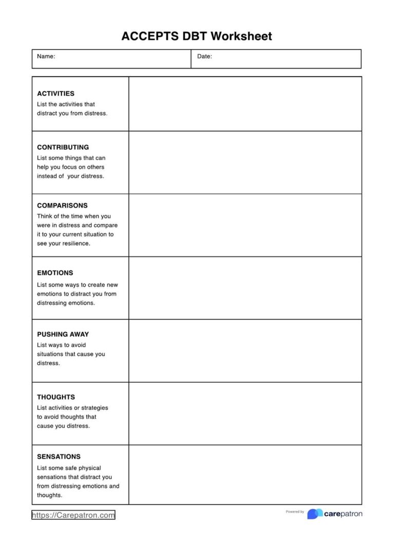 ACCEPTS DBT Worksheets U0026 Example Free PDF Download