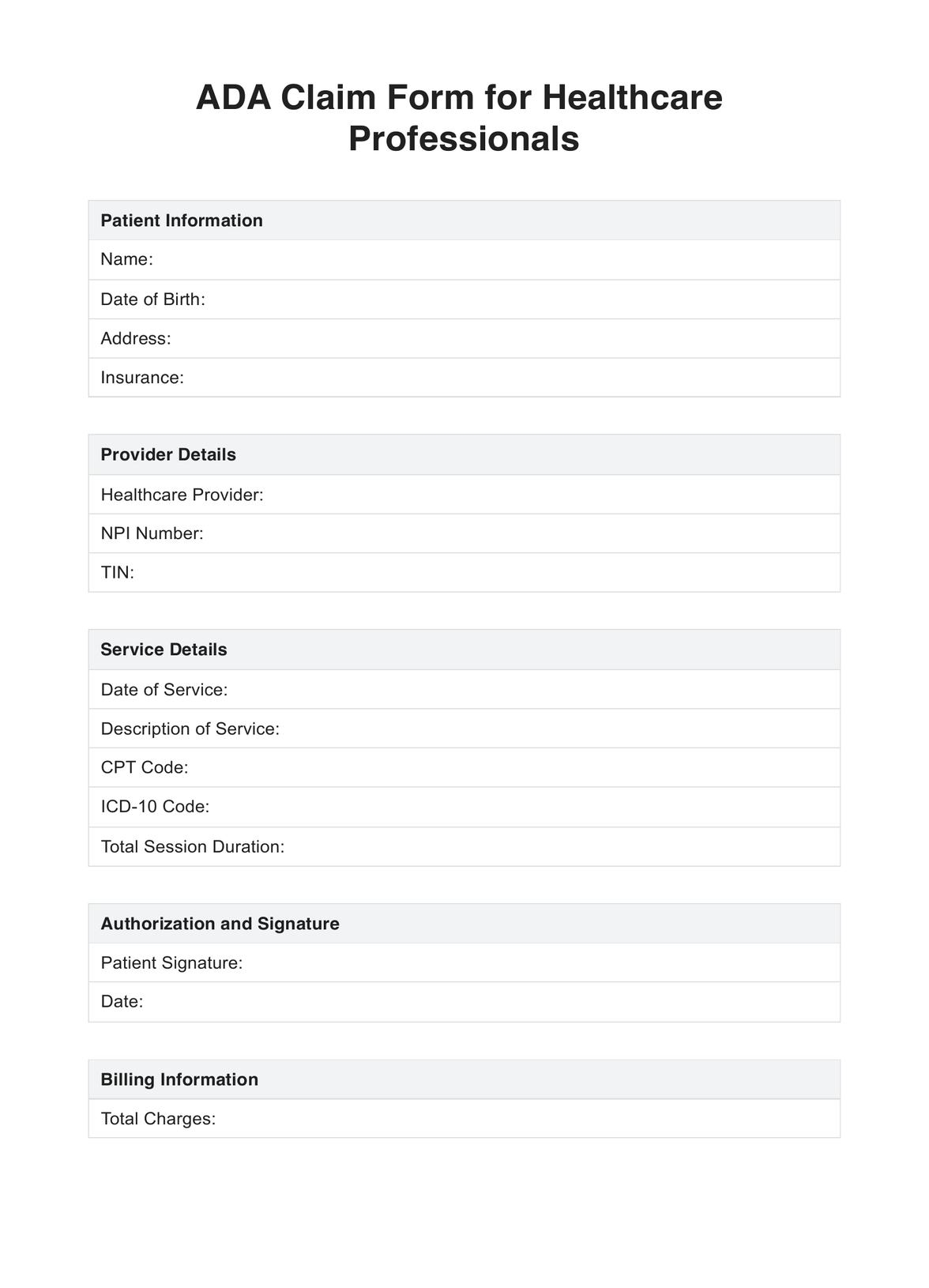 ADA Claim Form U0026 Example Free PDF Download