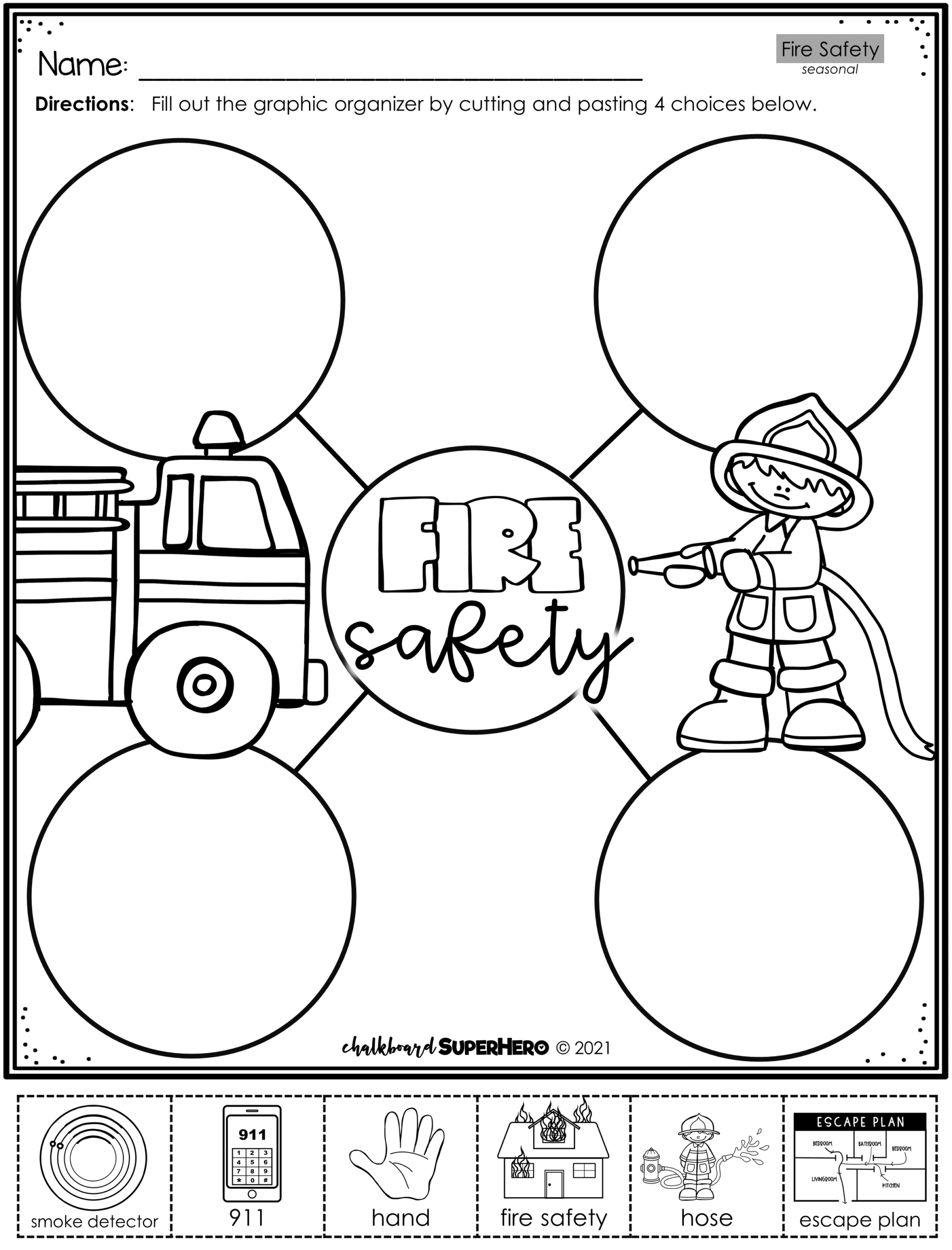Adapted Book Unit Fire Safety Printable U0026 Digital Chalkboard 