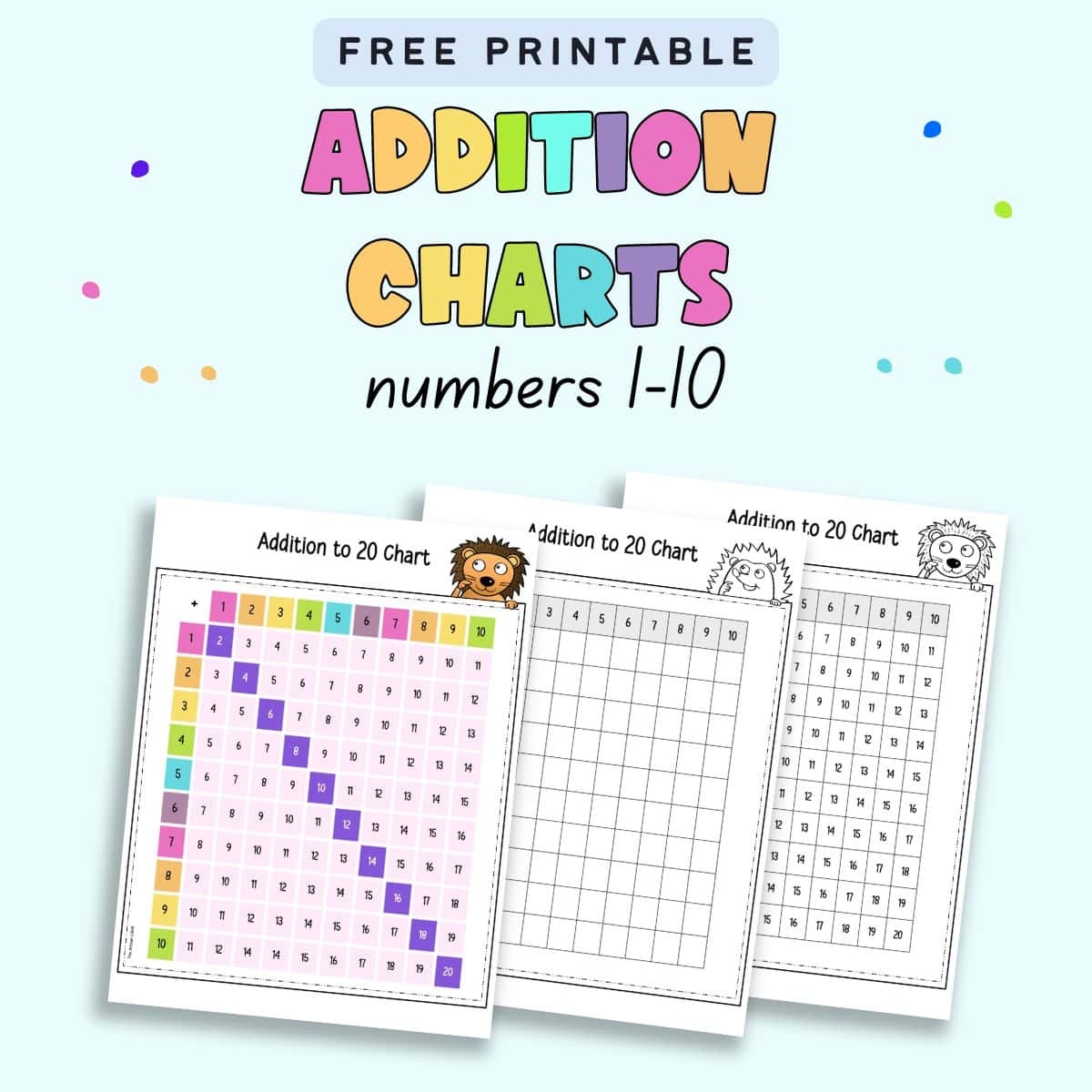 Addition Chart Printable 1 20 The Artisan Life