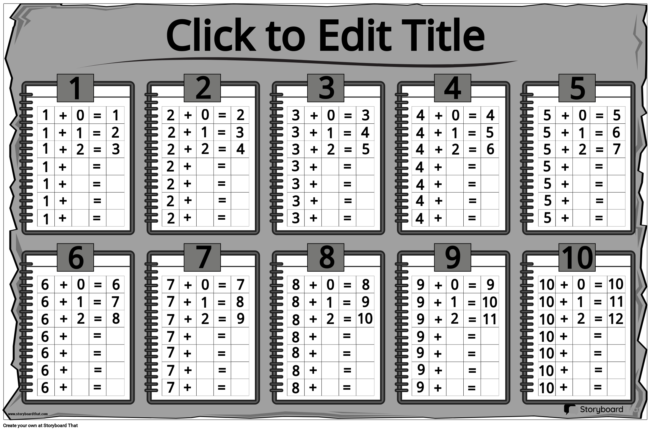 Free Addition Chart Printable