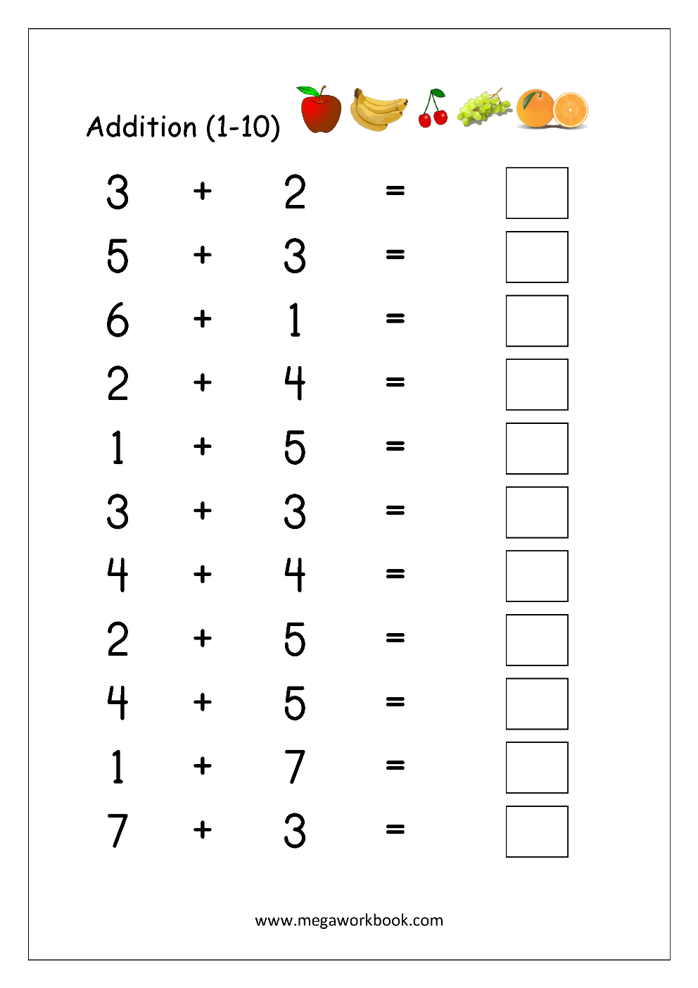 Addition Worksheets For Kindergarten Math Addition Worksheets 