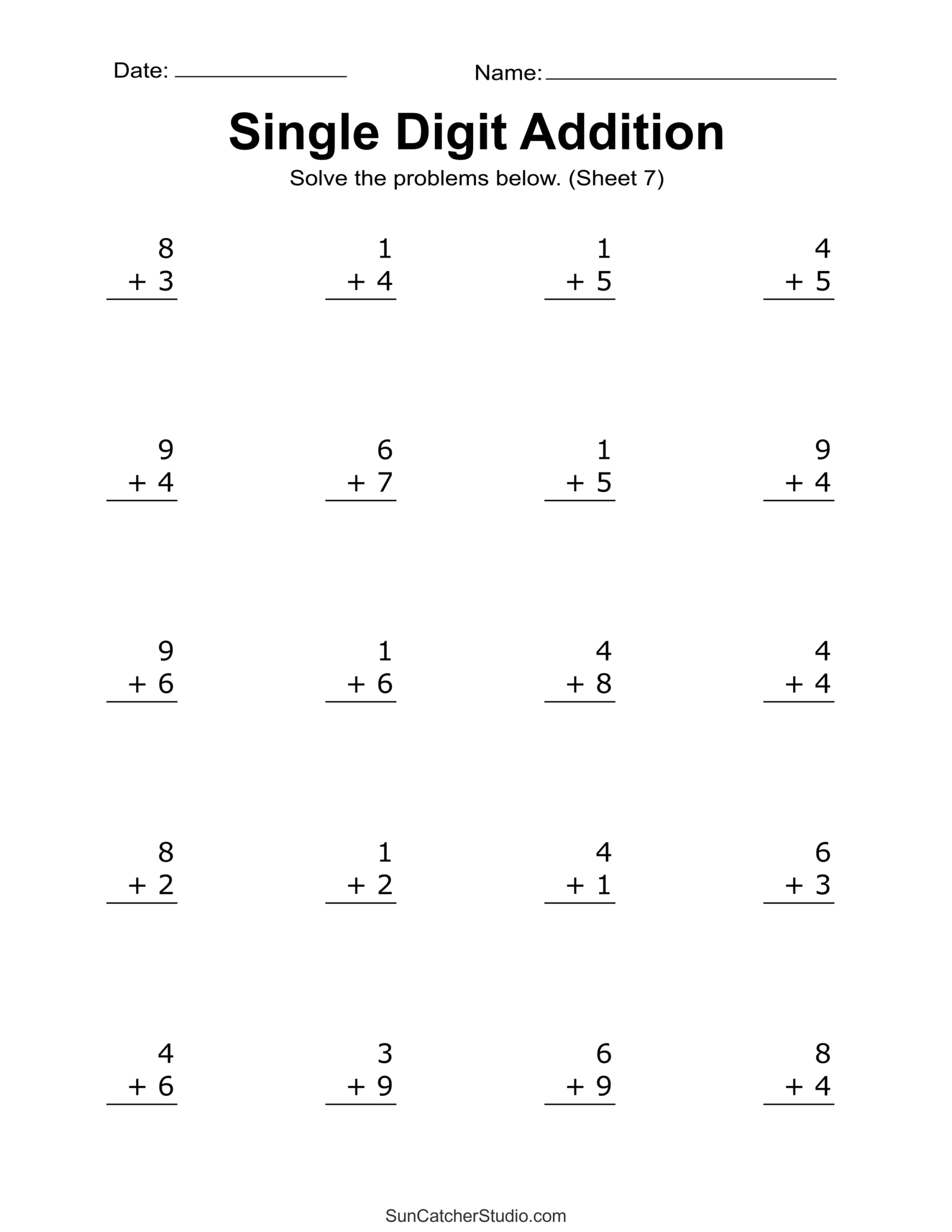 Addition Worksheets Free Printable Easy Math Problems DIY Worksheets Library