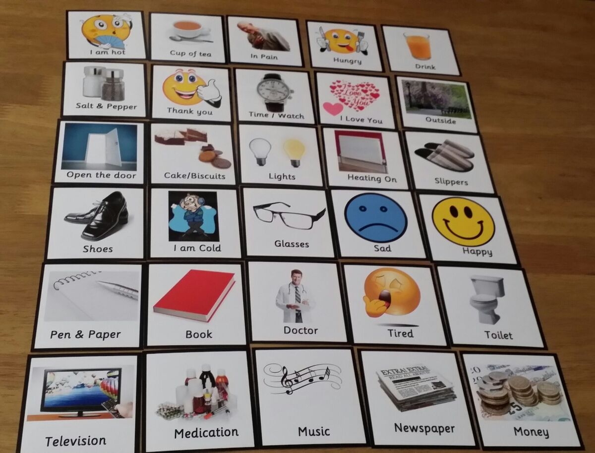 Adult Communication Cards Use At Home care Home Dementia elderly non Verbal