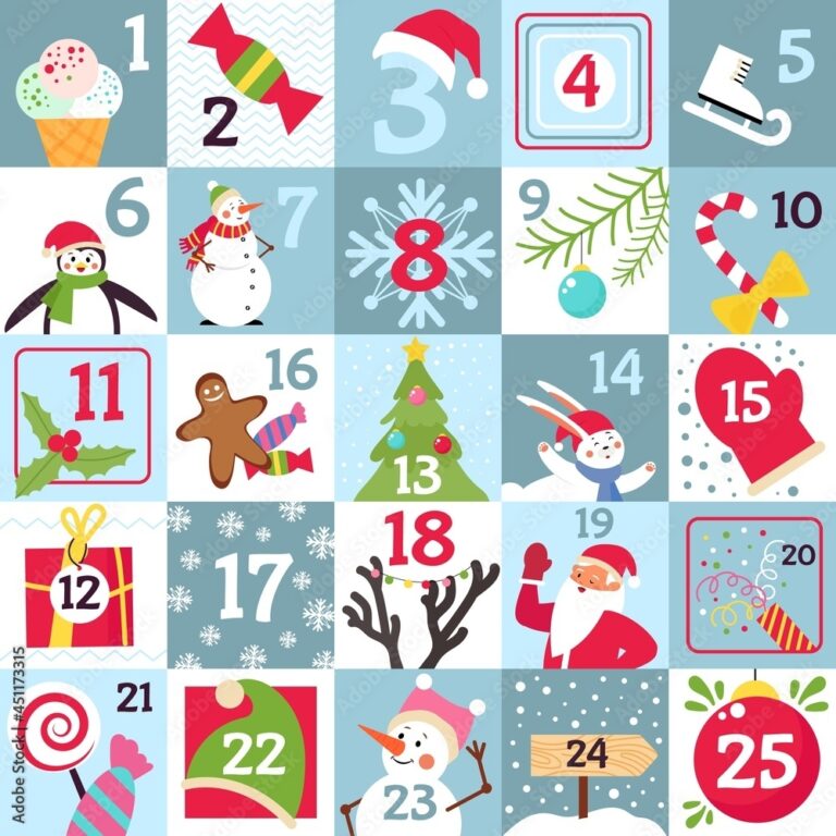 Advent Calendar Printable Christmas Gift Countdown Day Numbers Worksheets Library