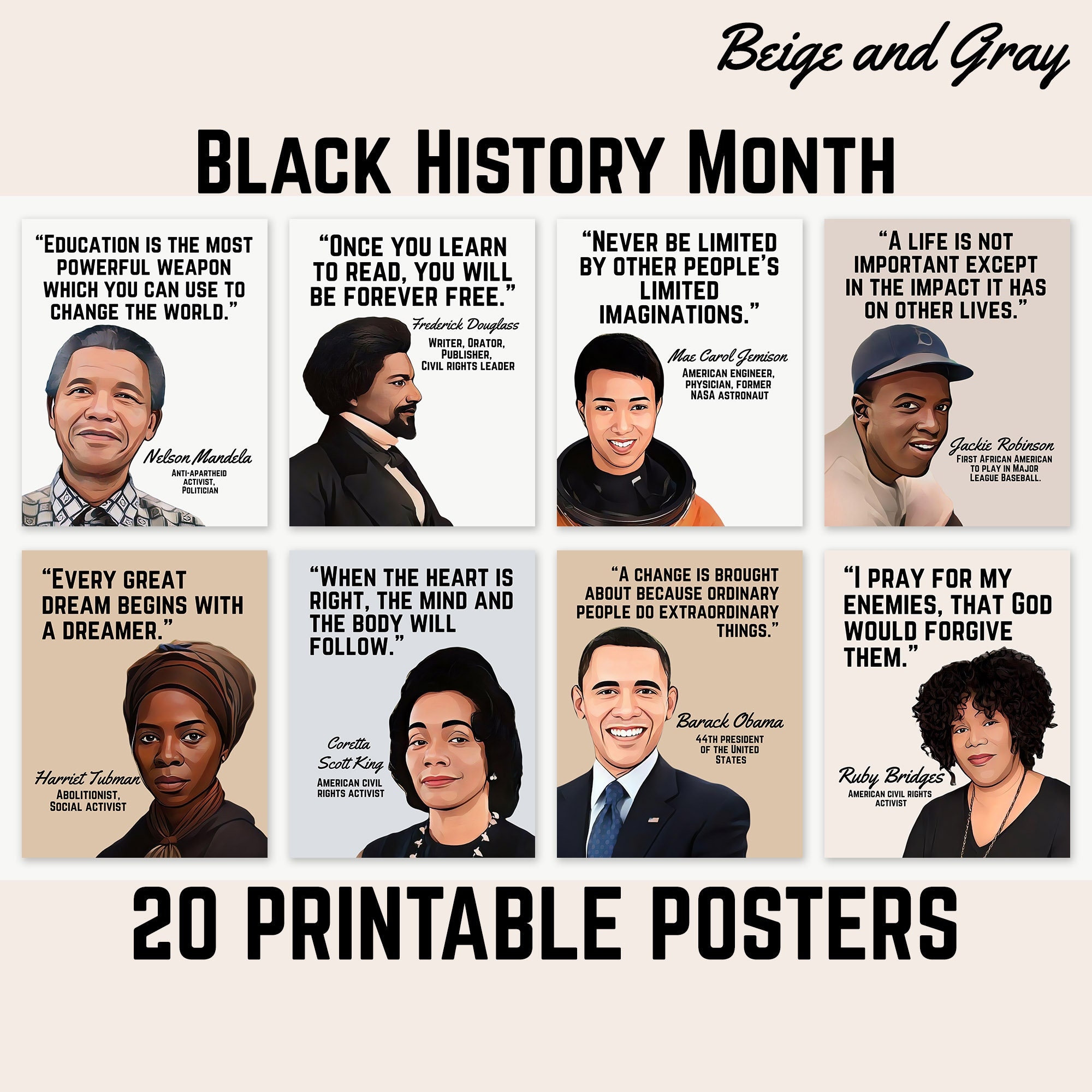 African American Heroes Black History Month Printable Posters 