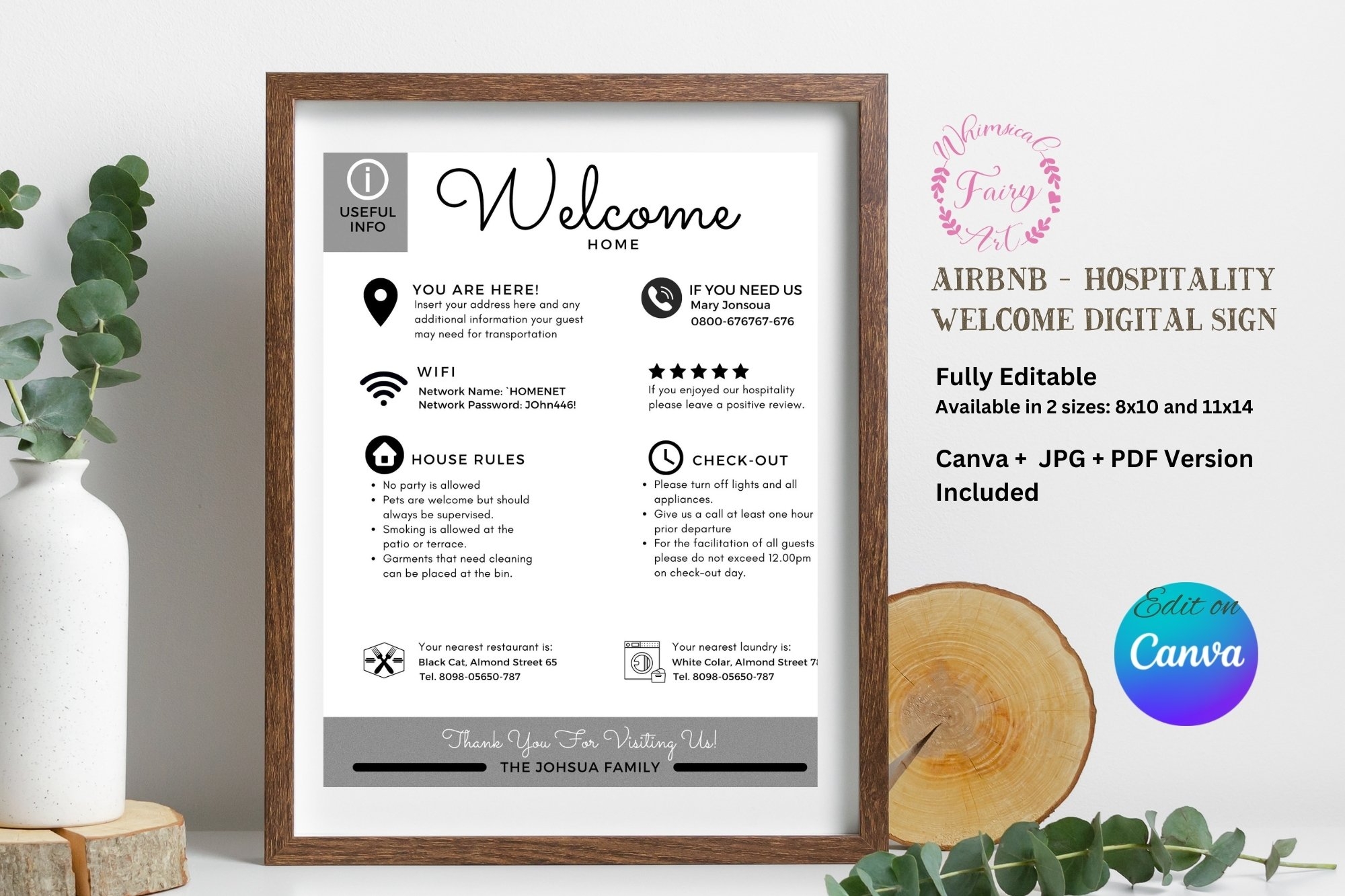 Airbnb Host House Rules Digital Sign Fully Editable On Canva