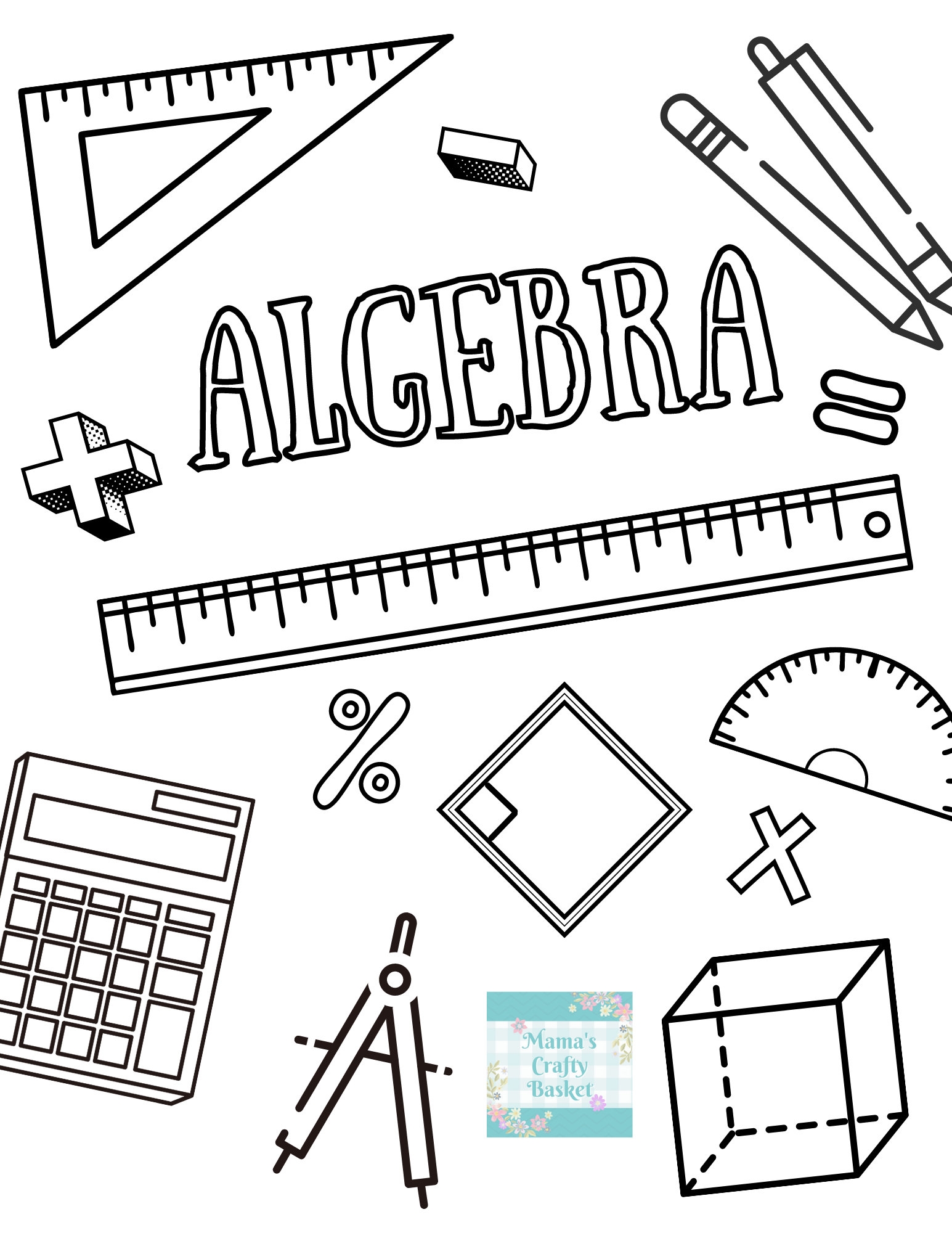 Algebra Math Binder Cover Printable Letter Size School Binder Cover Teacher Binder Printout PDF Homeschool Color Yourself Etsy UK