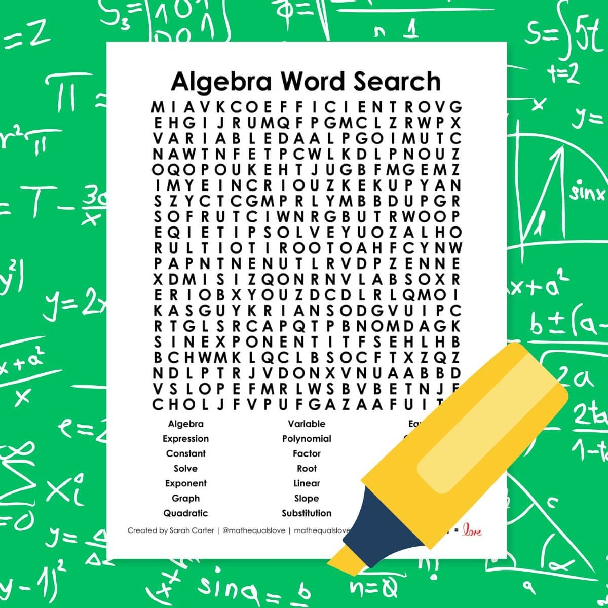 Free Printable Math Word Search