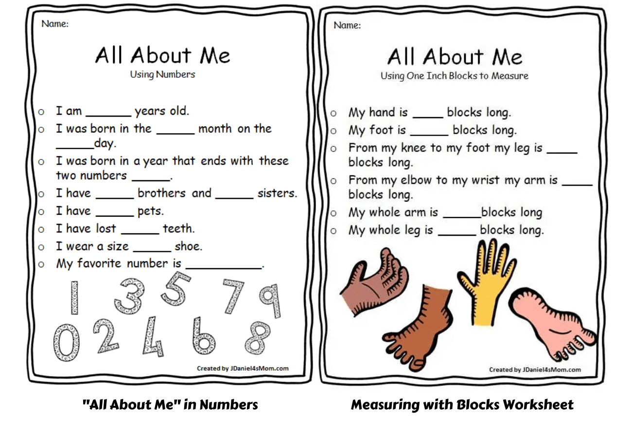 Math About Me Free Printable