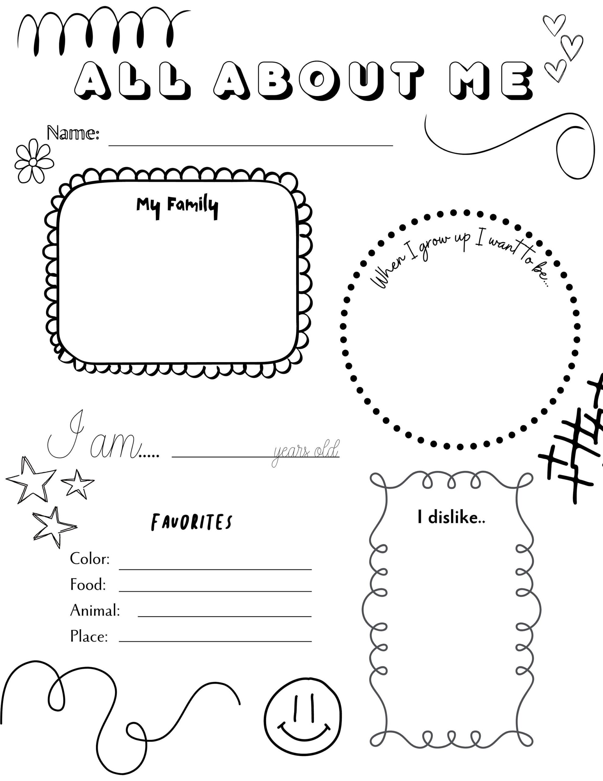 All About Me Printable Poster Preschool Prek Kinder Etsy