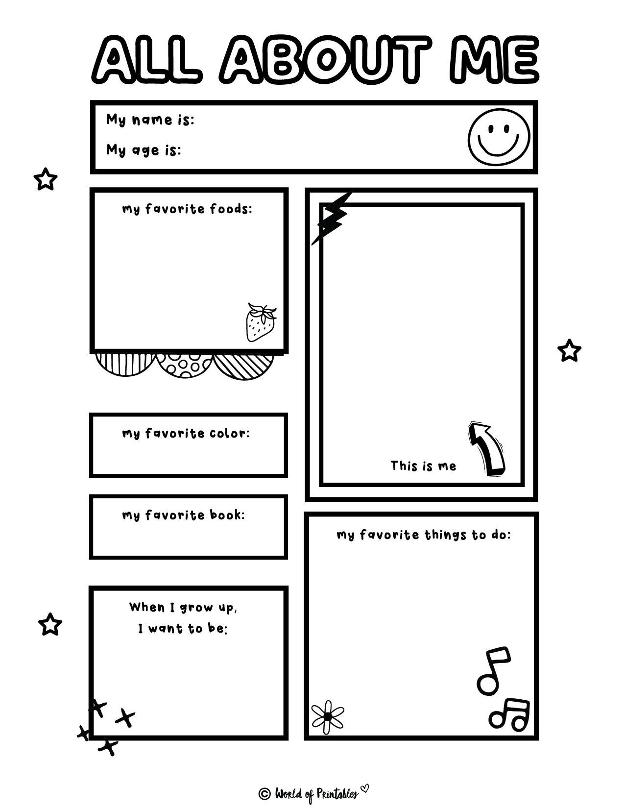 All About Me Poster Free Printable