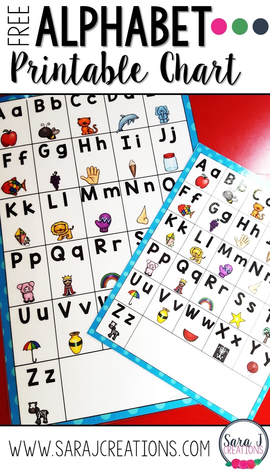 Alphabet Chart Freebie Sara J Creations