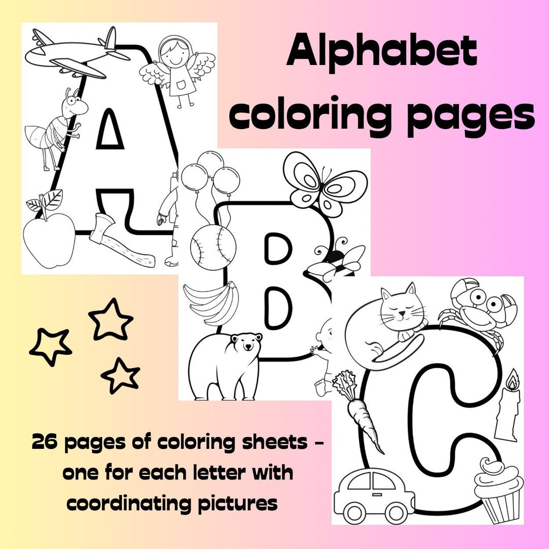 Alphabet Coloring Pages Etsy