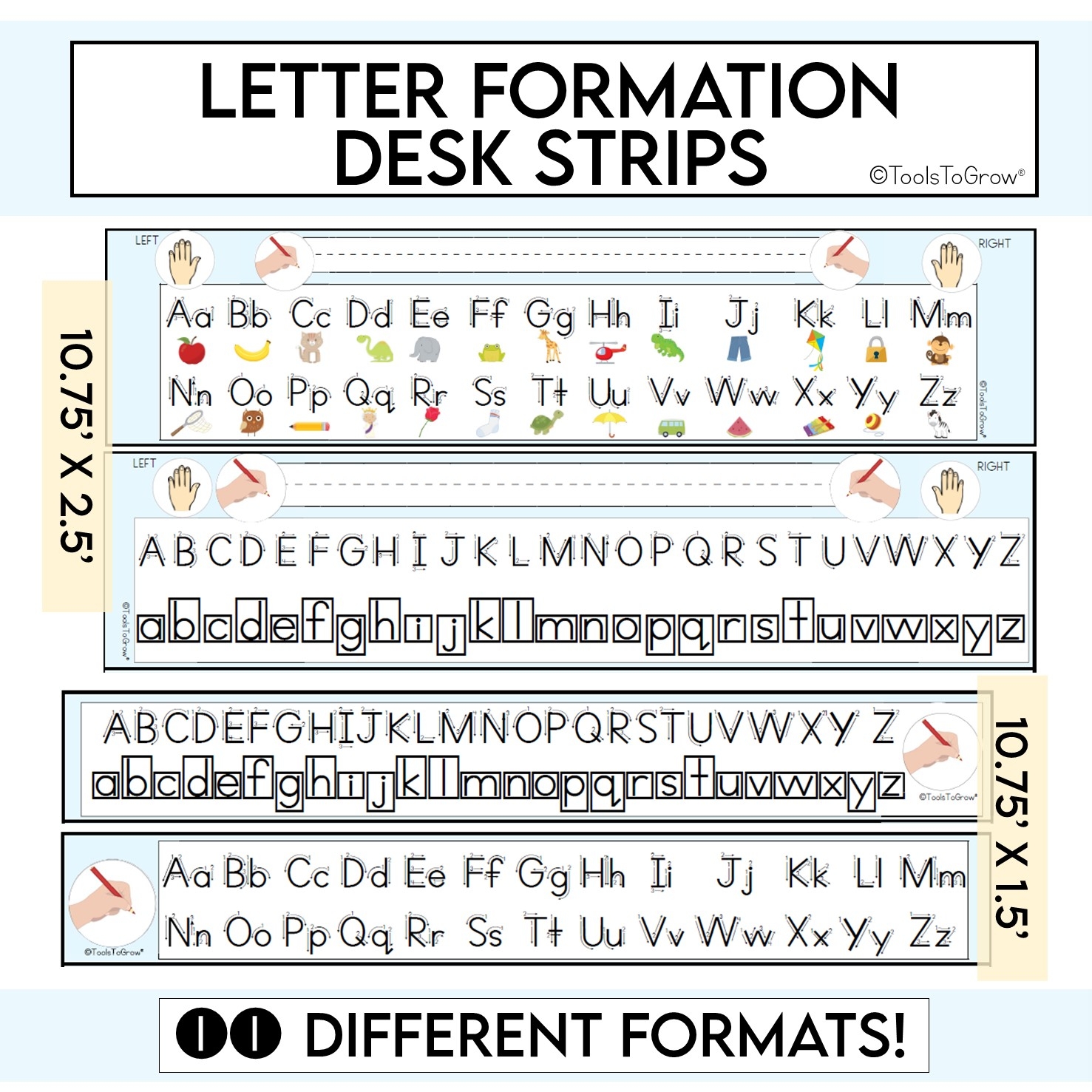 Alphabet Letter Formation Desk Strips